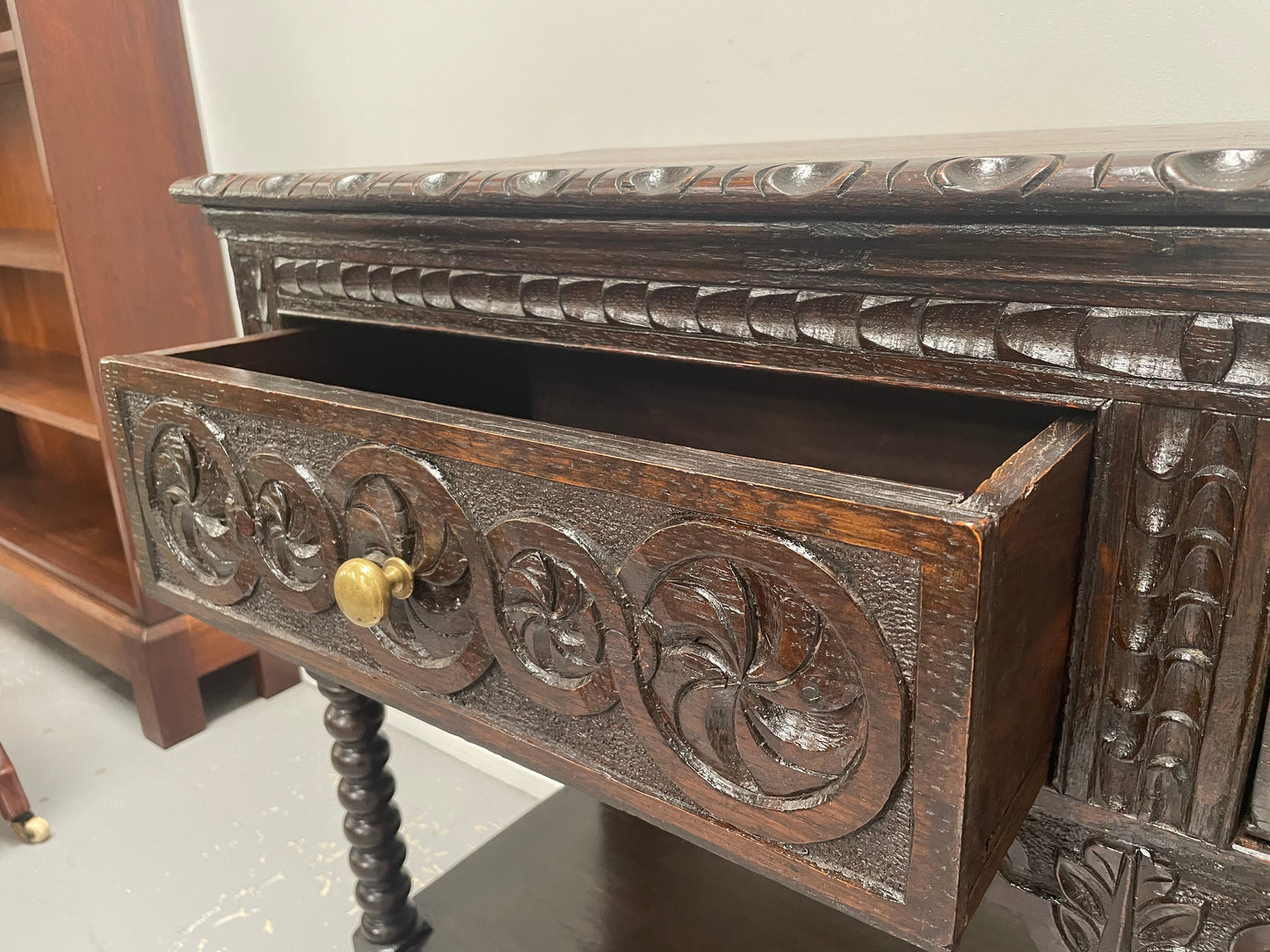 Early 19th Century Jacobean Style Carved Oak Sideboard / Dresser Base