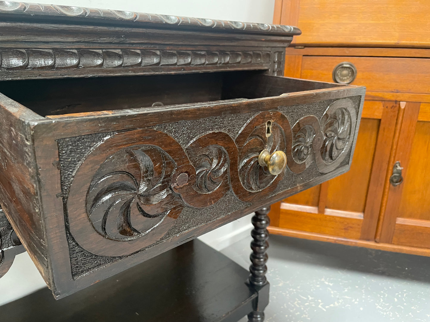 Early 19th Century Jacobean Style Carved Oak Sideboard / Dresser Base