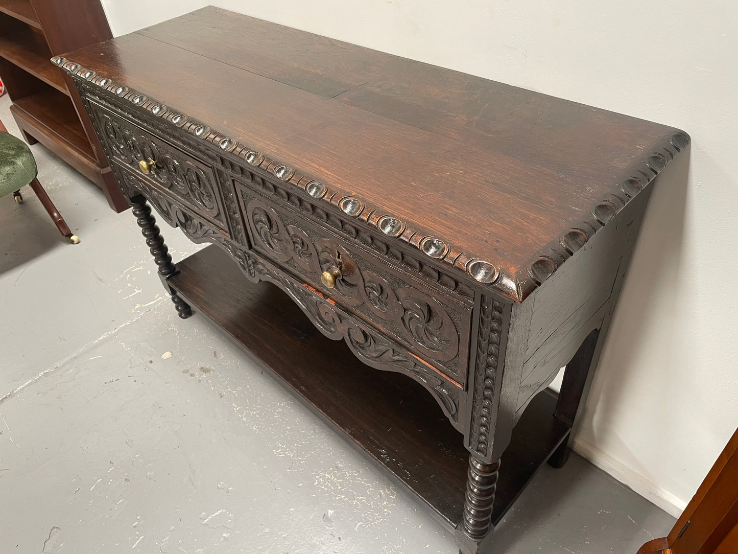 Early 19th Century Jacobean Style Carved Oak Sideboard / Dresser Base