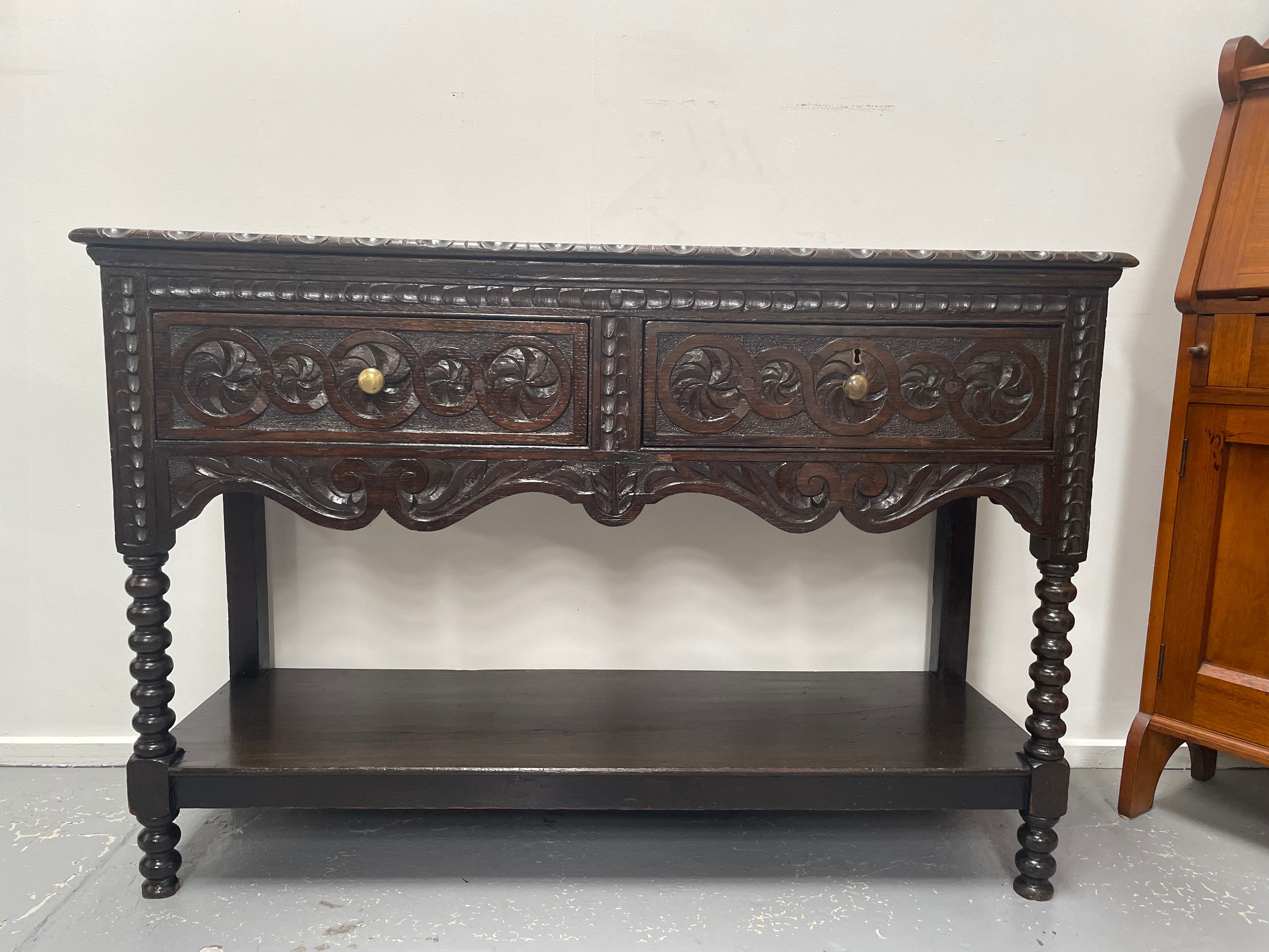 Early 19th Century Jacobean Style Carved Oak Sideboard / Dresser Base | Antique & Vintage | Moonee Ponds Antiques | Australia Wide Delivery