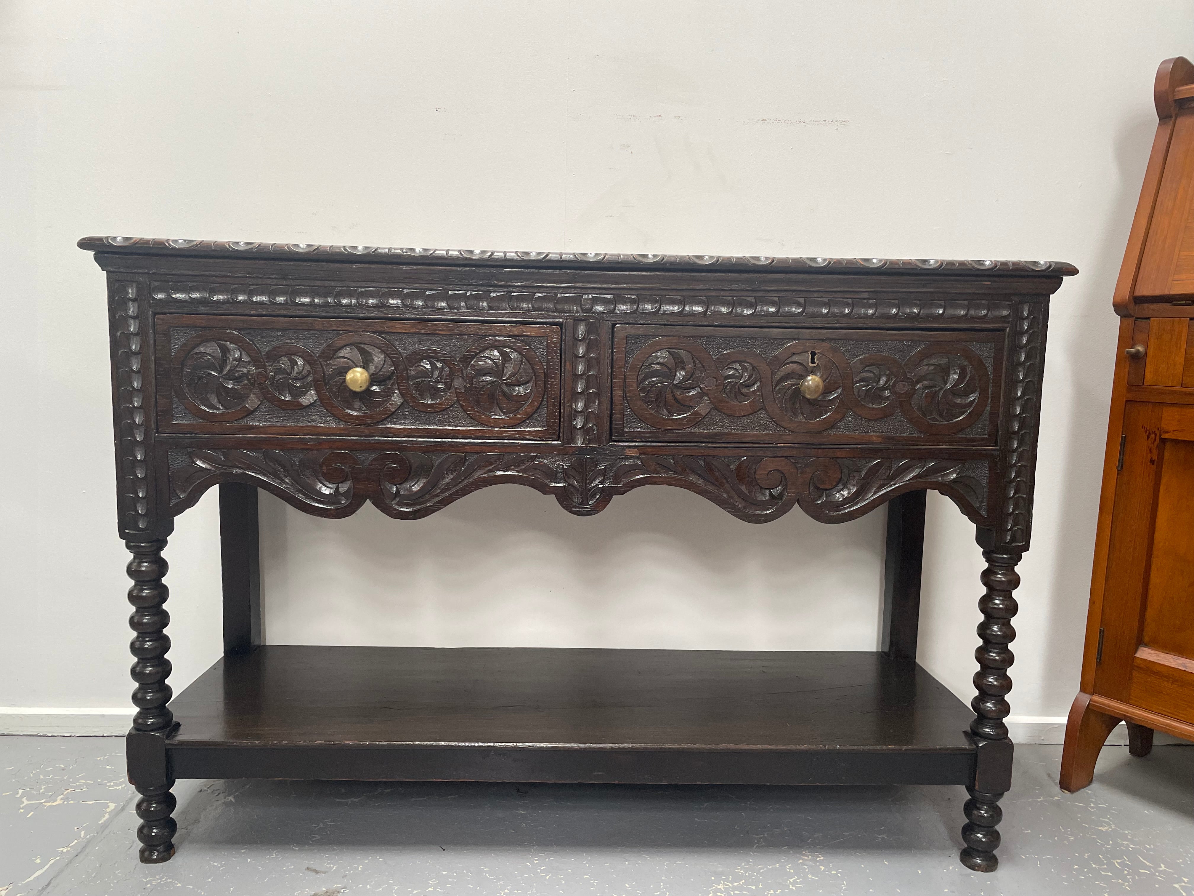 Early 19th Century Jacobean Style Carved Oak Sideboard / Dresser Base | Antique & Vintage | Moonee Ponds Antiques | Australia Wide Delivery