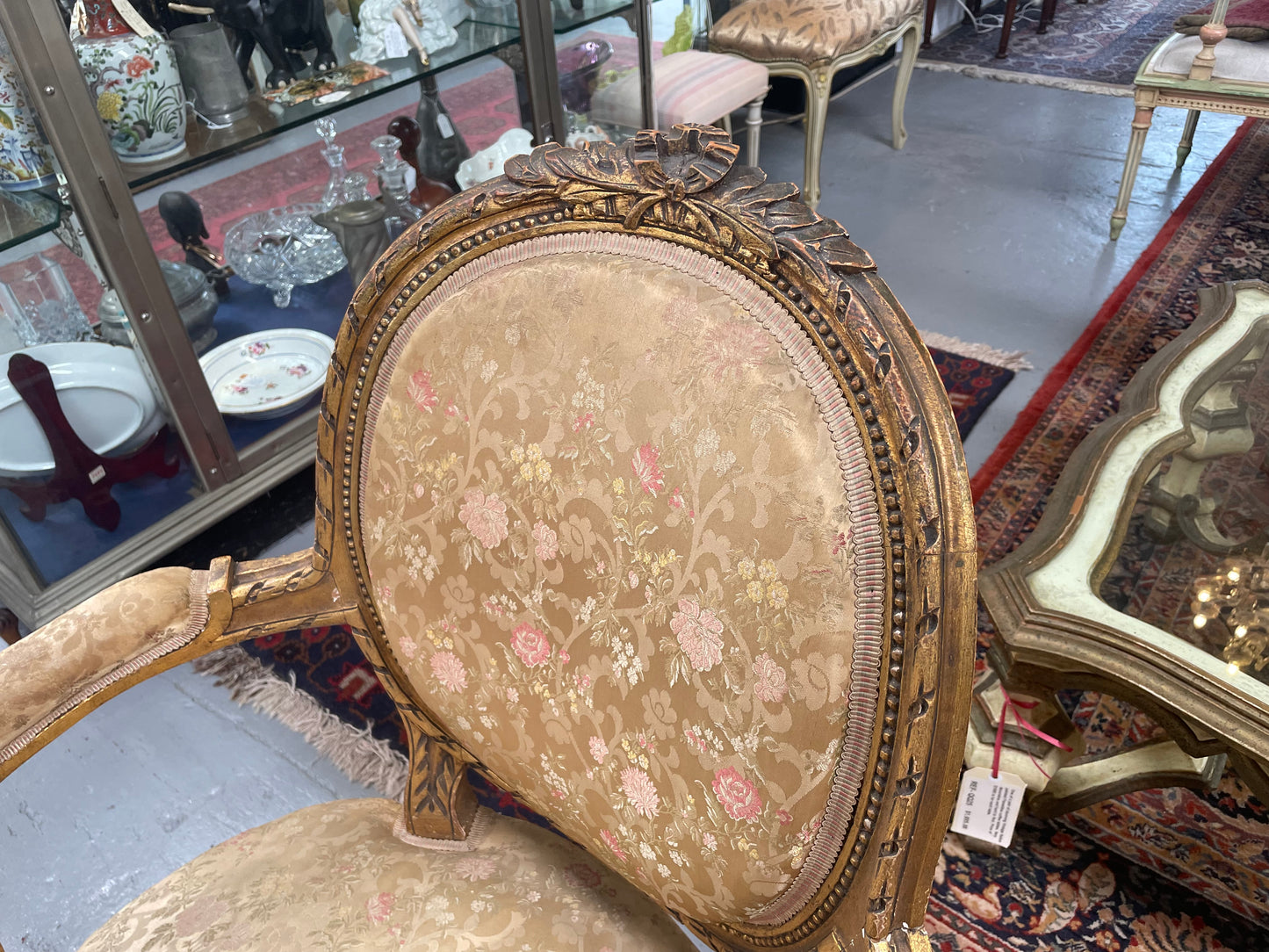 Pair Louis XVIth Gilt Carved & Upholstered Fauteuil Armchairs