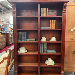 Restored Mahogany Victorian Split Double Open Front Bookcase.