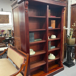 Restored Mahogany Victorian Split Double Open Front Bookcase.