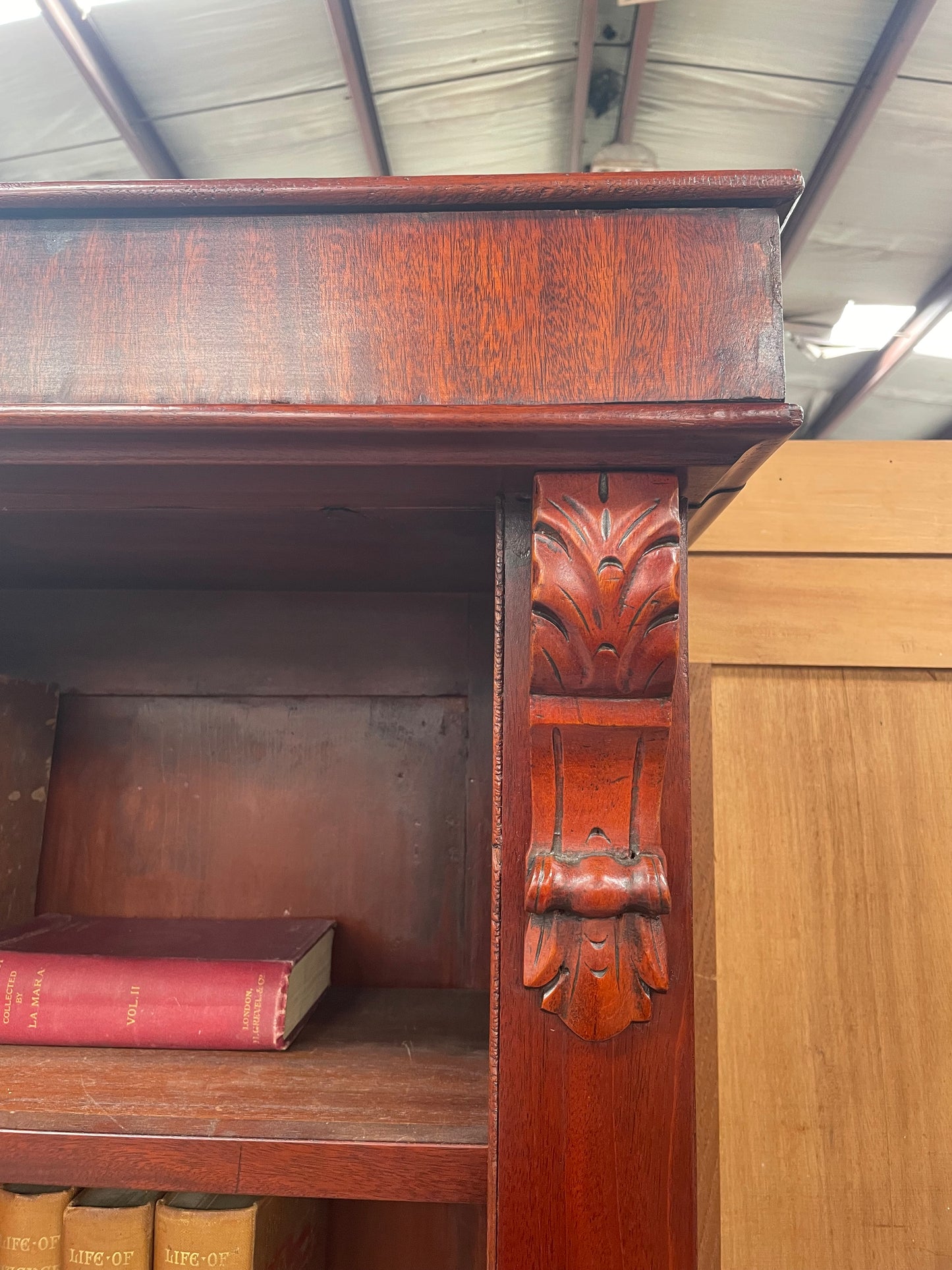 Restored Mahogany Victorian Split Double Open Front Bookcase.