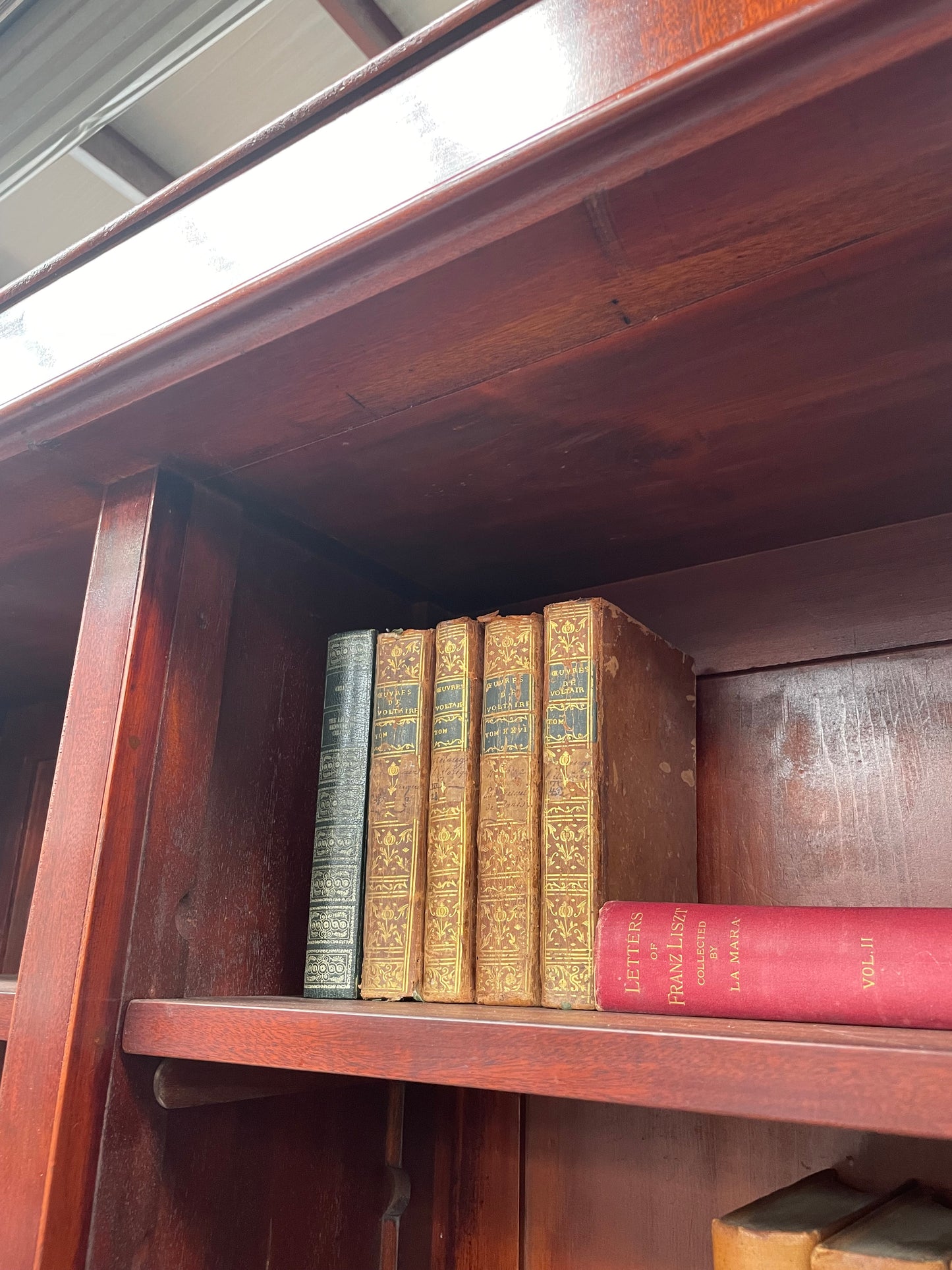 Restored Mahogany Victorian Split Double Open Front Bookcase.