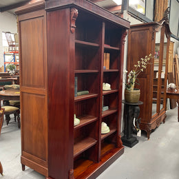 Restored Mahogany Victorian Split Double Open Front Bookcase.
