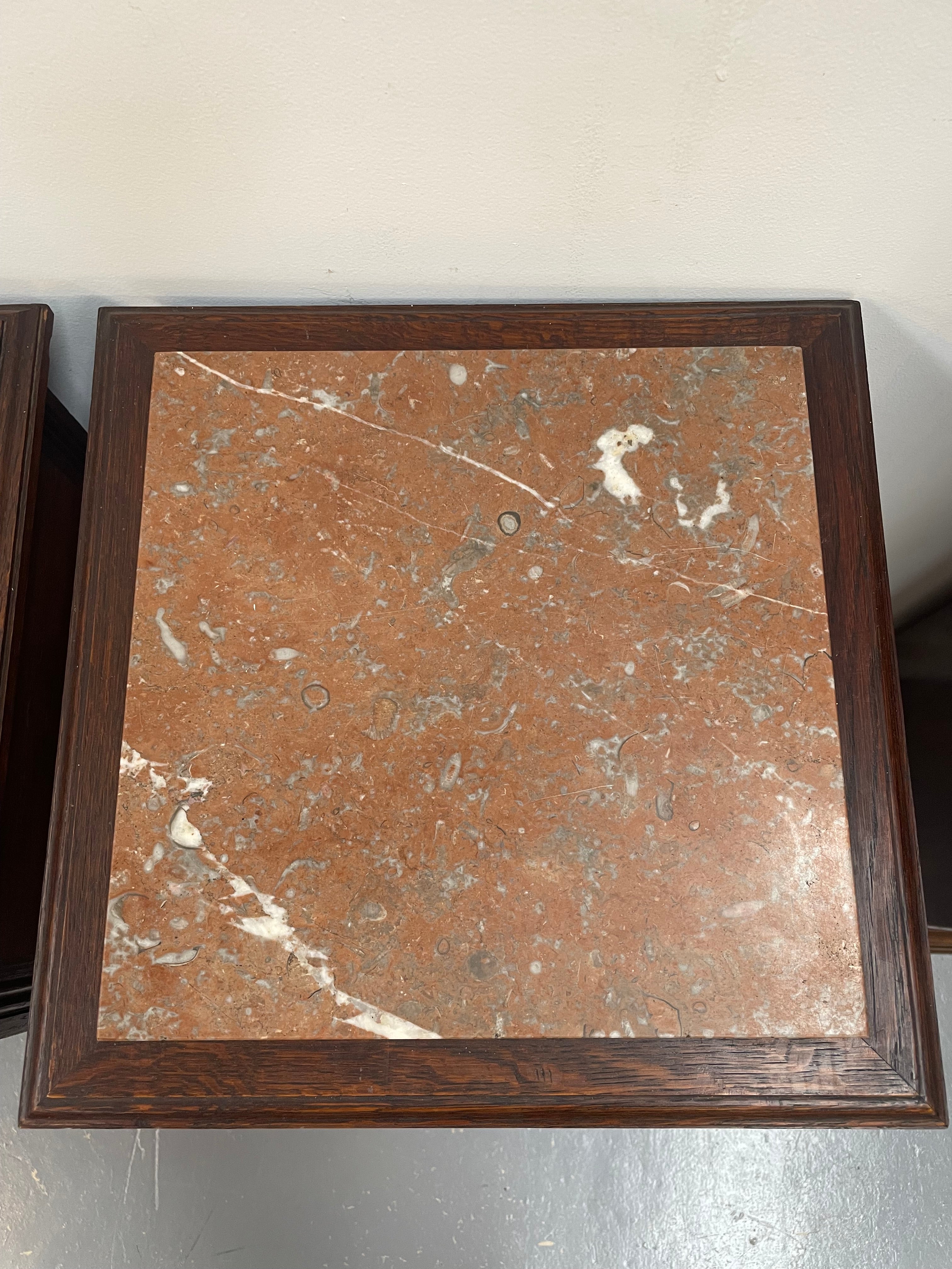Pair of French Oak Inset Marble Top Bedsides | Antique & Vintage | Moonee Ponds Antiques | Australia Wide Delivery