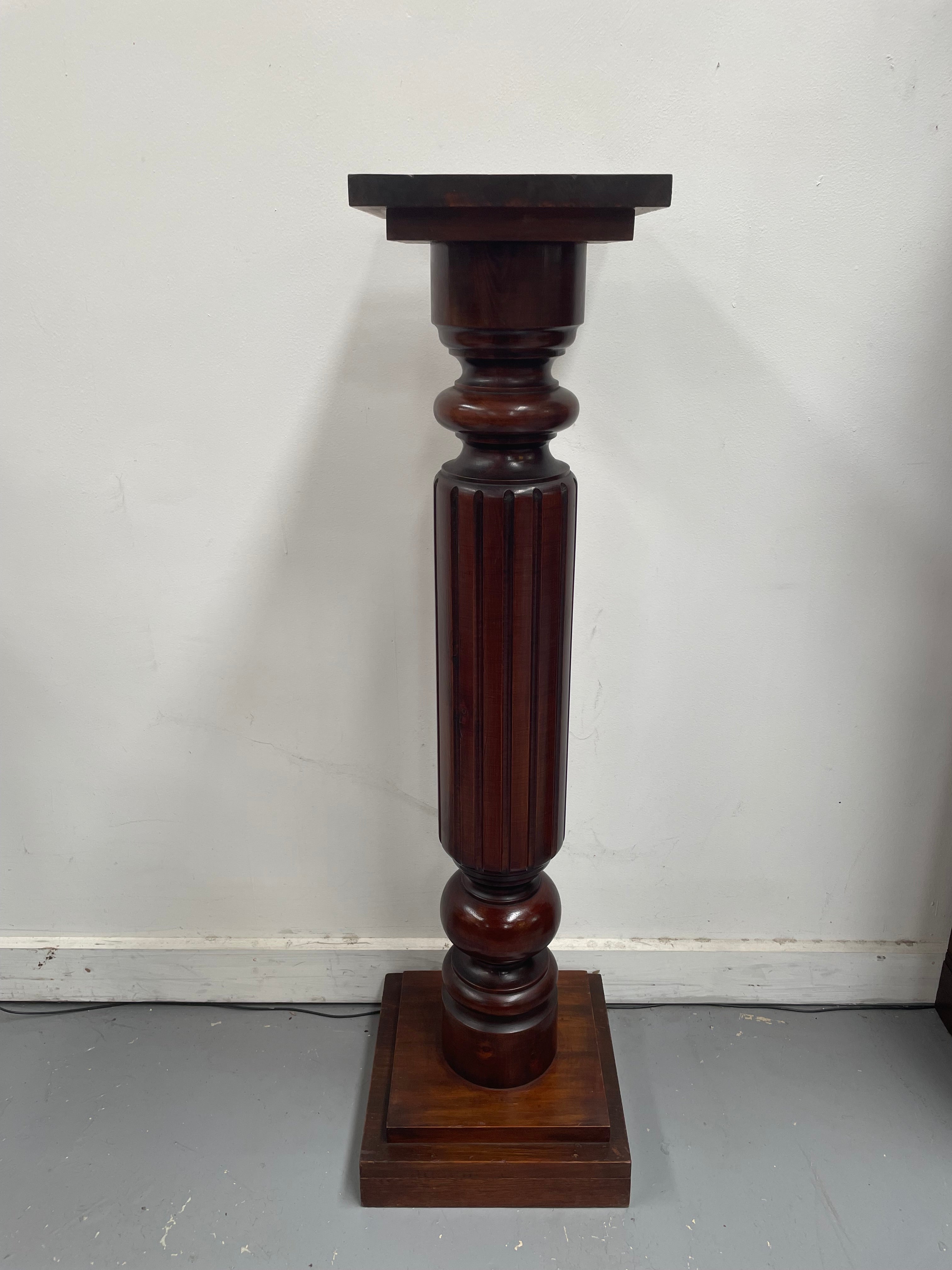 Solid Mahogany Fluted Column Pedestal | Antique & Vintage | Moonee Ponds Antiques | Australia Wide