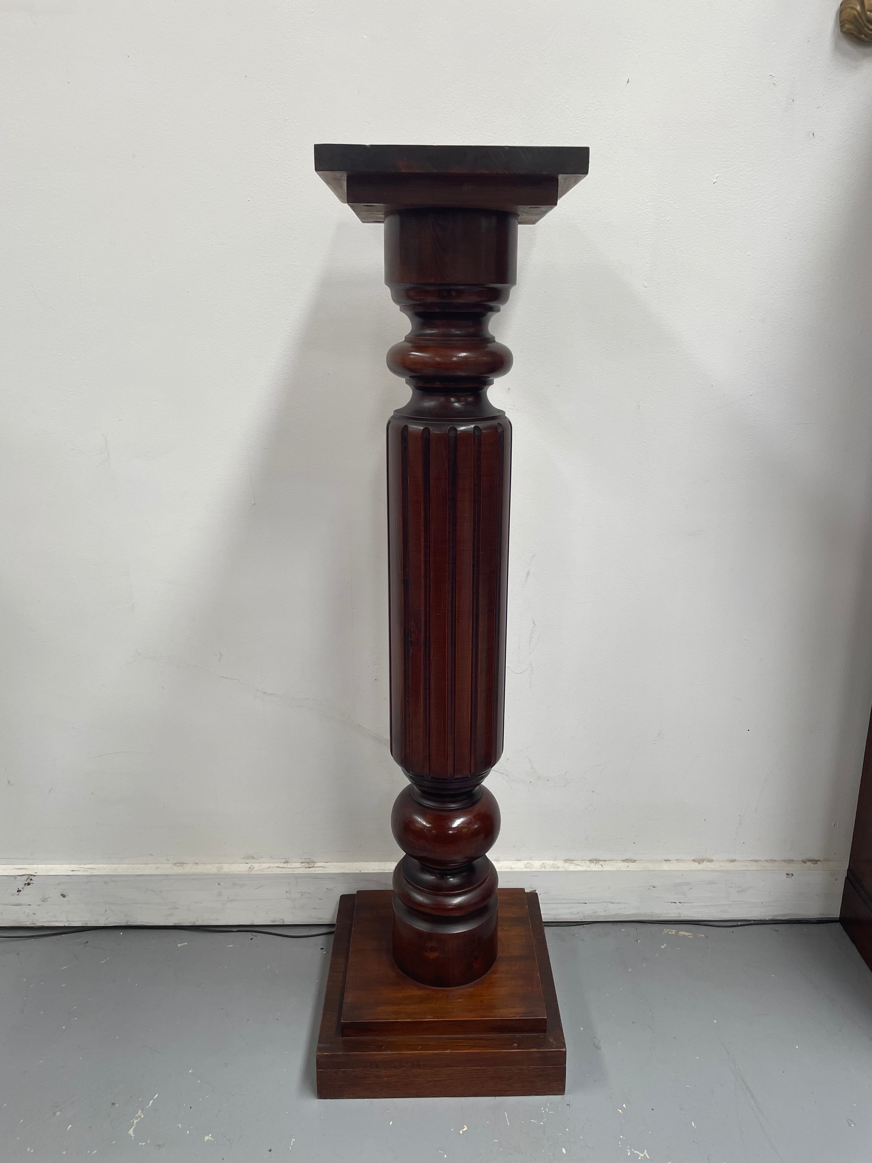 Solid Mahogany Fluted Column Pedestal | Antique & Vintage | Moonee Ponds Antiques | Australia Wide