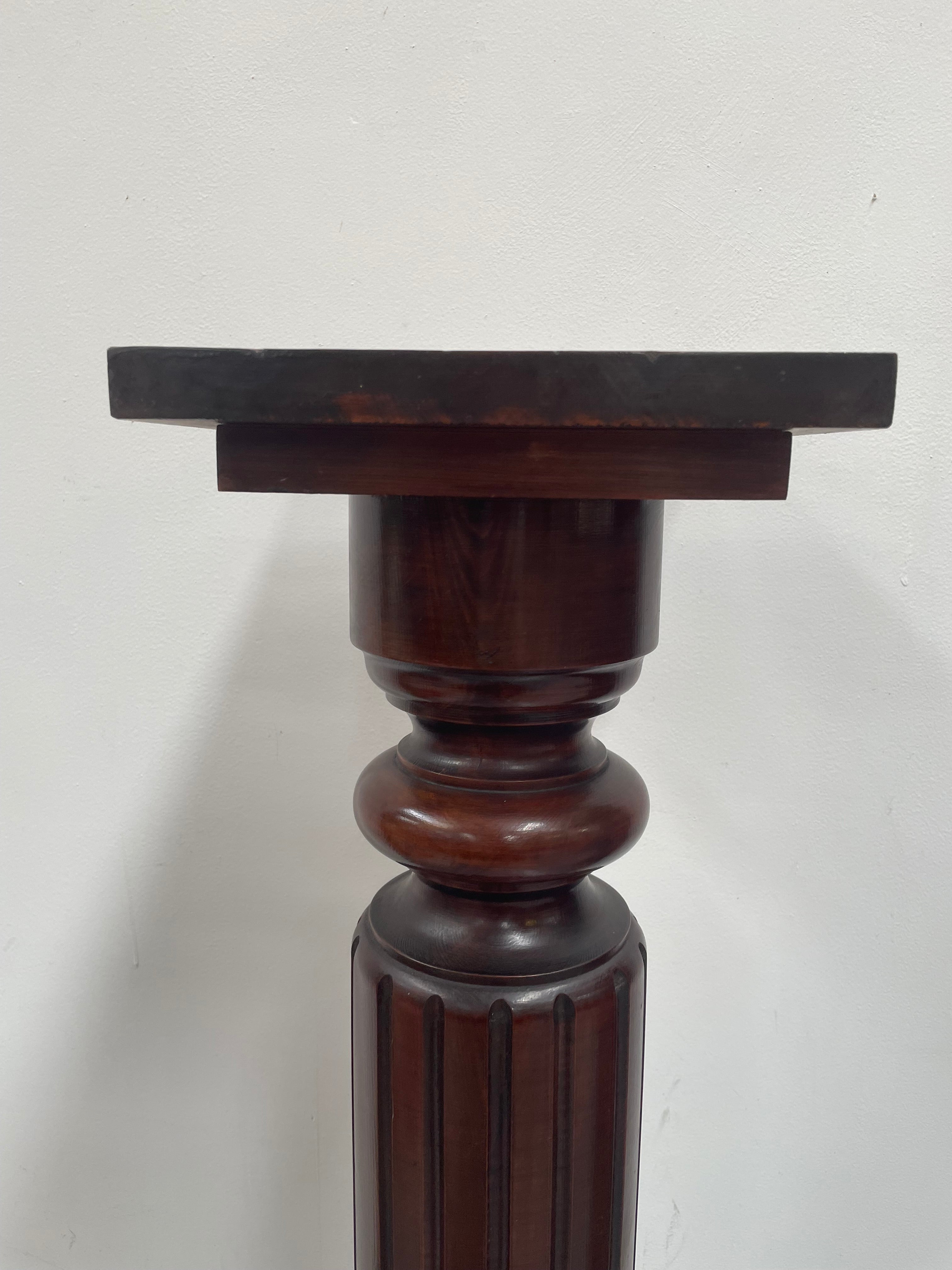 Solid Mahogany Fluted Column Pedestal | Antique & Vintage | Moonee Ponds Antiques | Australia Wide