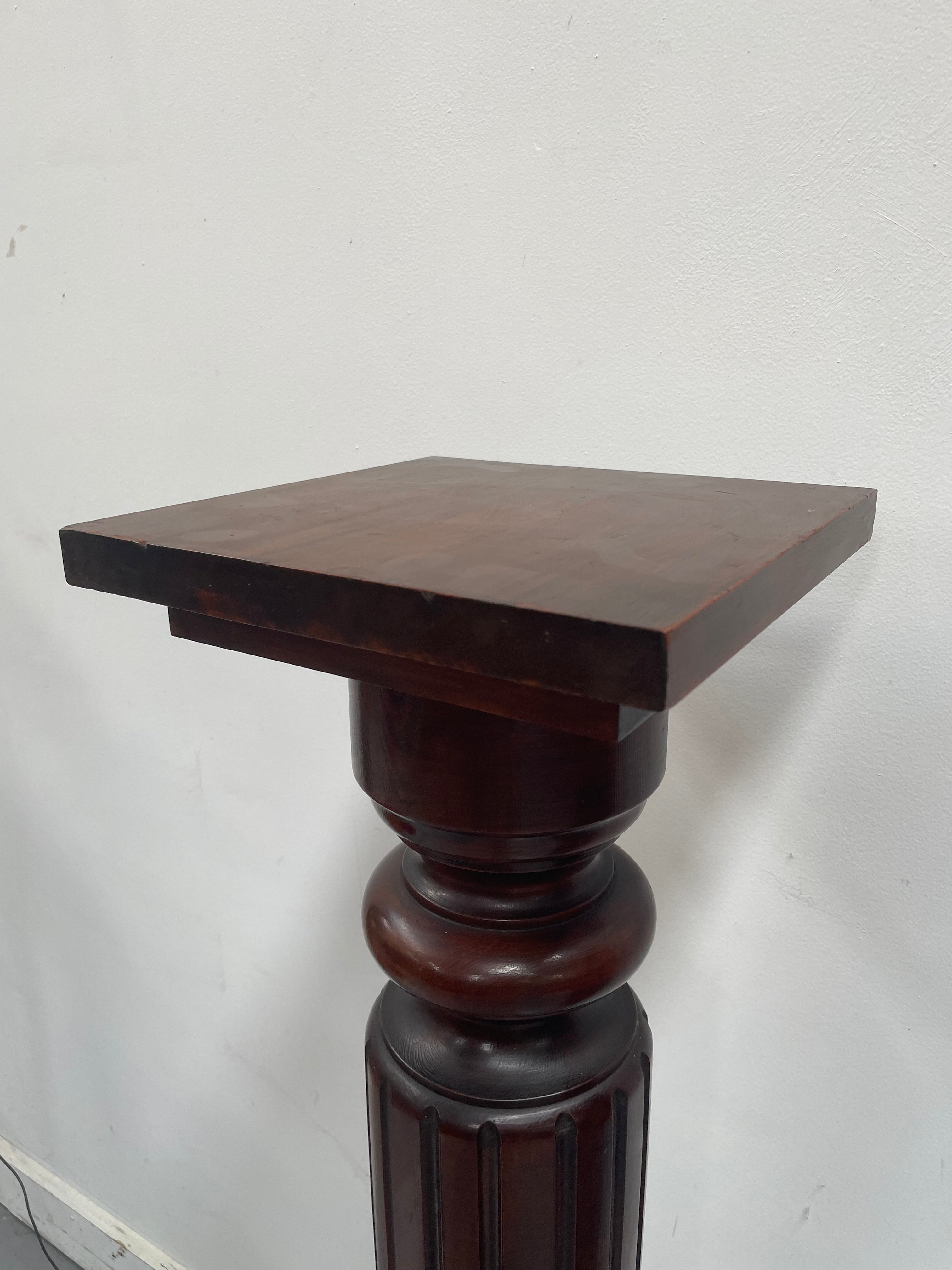 Solid Mahogany Fluted Column Pedestal | Antique & Vintage | Moonee Ponds Antiques | Australia Wide