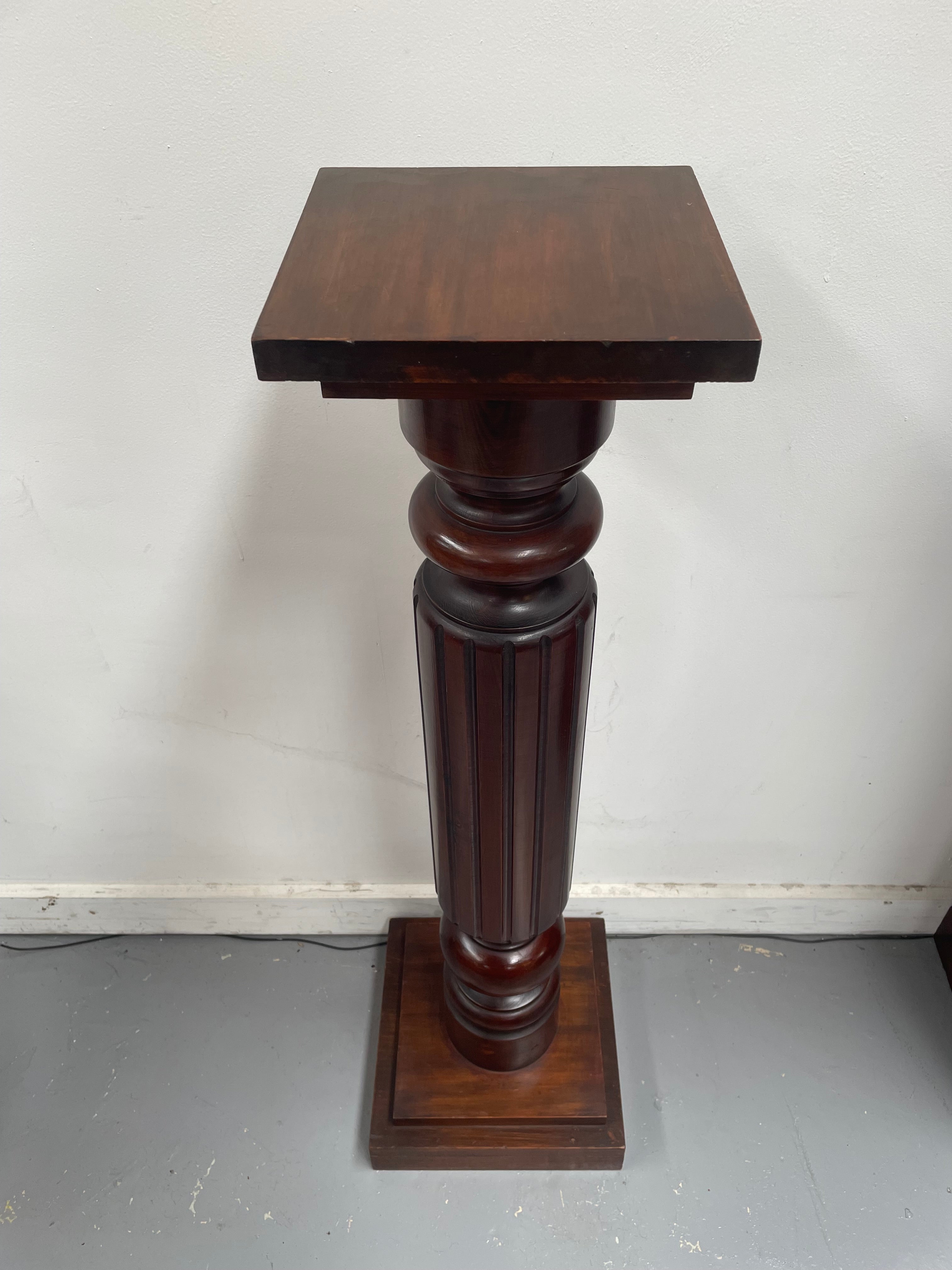 Solid Mahogany Fluted Column Pedestal | Antique & Vintage | Moonee Ponds Antiques | Australia Wide