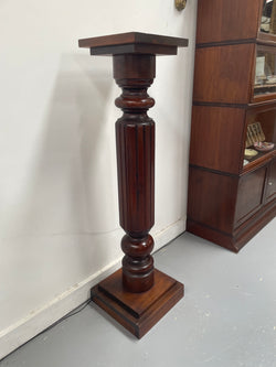 Solid Mahogany Fluted Column Pedestal | Antique & Vintage | Moonee Ponds Antiques | Australia Wide Delivery
