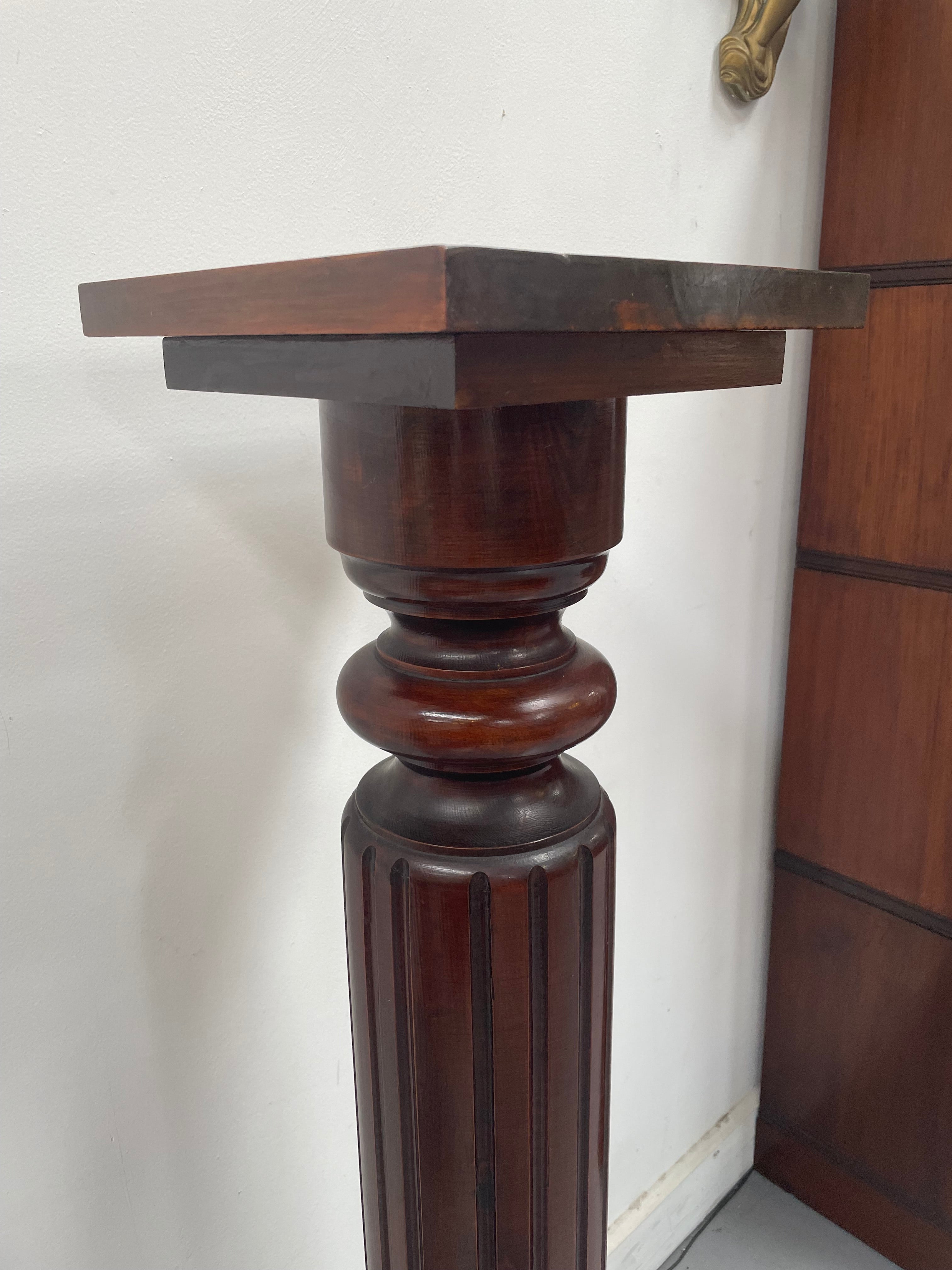Solid Mahogany Fluted Column Pedestal | Antique & Vintage | Moonee Ponds Antiques | Australia Wide