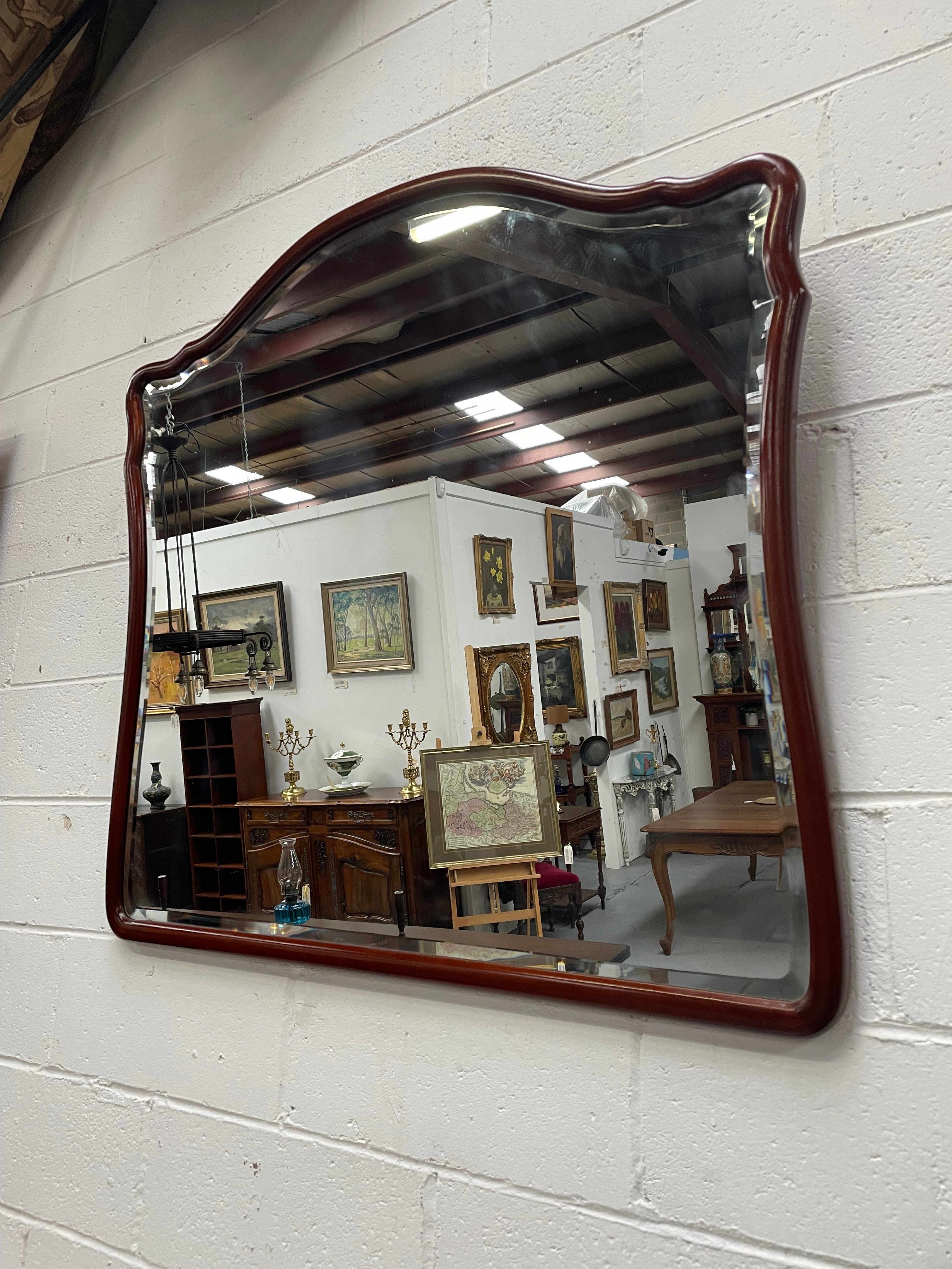 Mahogany Framed Bevilled Edge Wall Mirror | Antique & Vintage | Moonee Ponds Antiques | Australia Wide Delivery