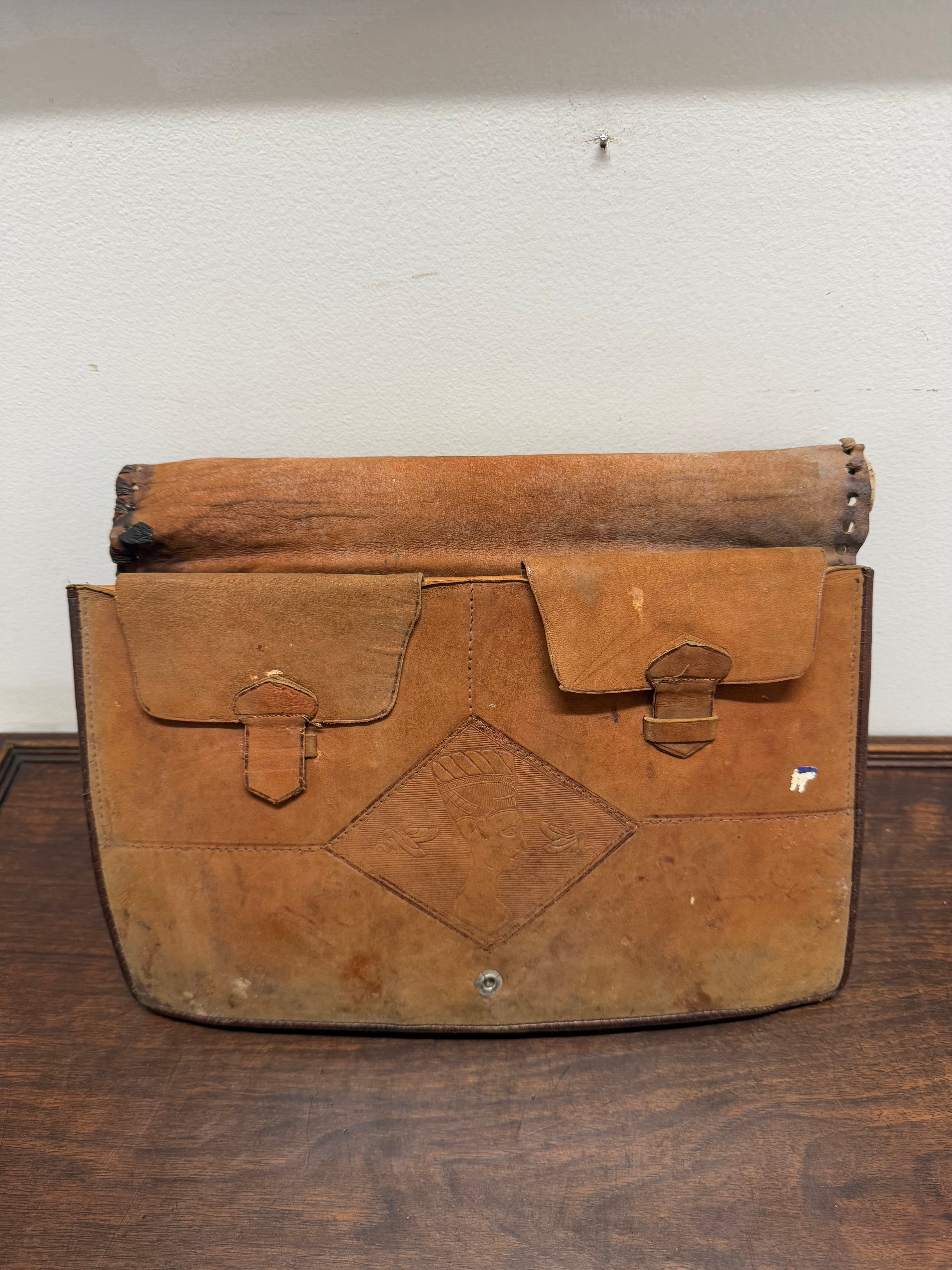 Vintage Hand Made Egyptian Leather Satchel/Case | Antique & Vintage | Moonee Ponds Antiques | Australia Wide Delivery