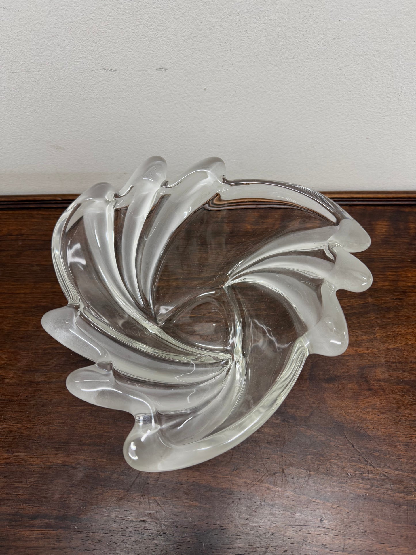 Clear & Frosted Art Glass Bowl