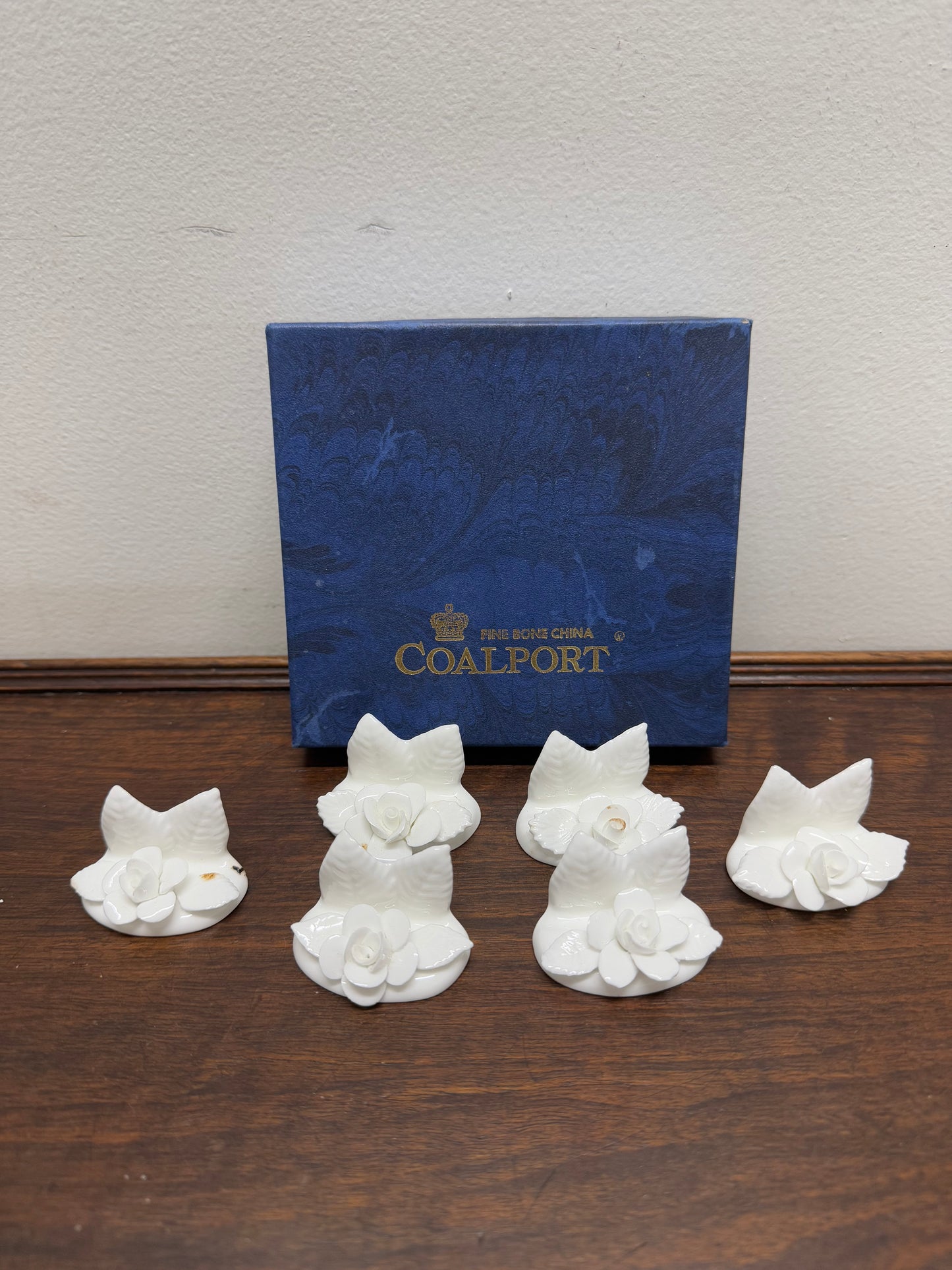 Set of Six Vintage Coalport Place Card Holders