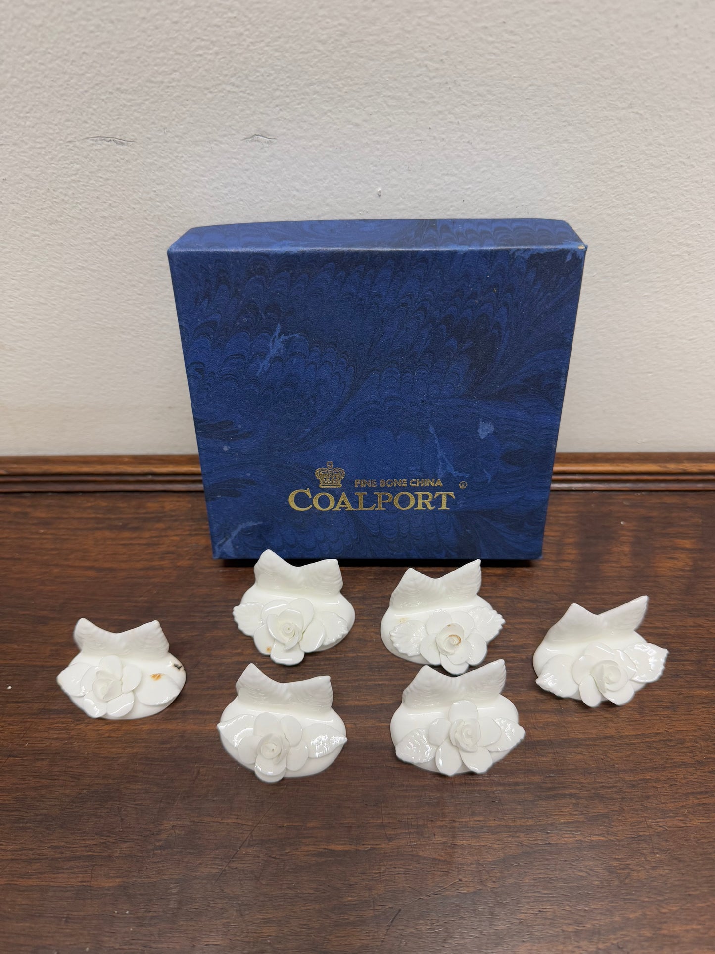 Set of Six Vintage Coalport Place Card Holders