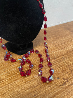 Vintage Ruby Iridescent Crystal Necklace | Antique & Vintage | Moonee Ponds Antiques | Australia Wide Delivery