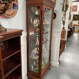 Antique French Walnut Louis XVI Style Vitrine / Display Cabinet