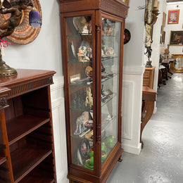 Antique French Walnut Louis XVI Style Vitrine / Display Cabinet