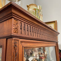 Antique French Walnut Louis XVI Style Vitrine / Display Cabinet