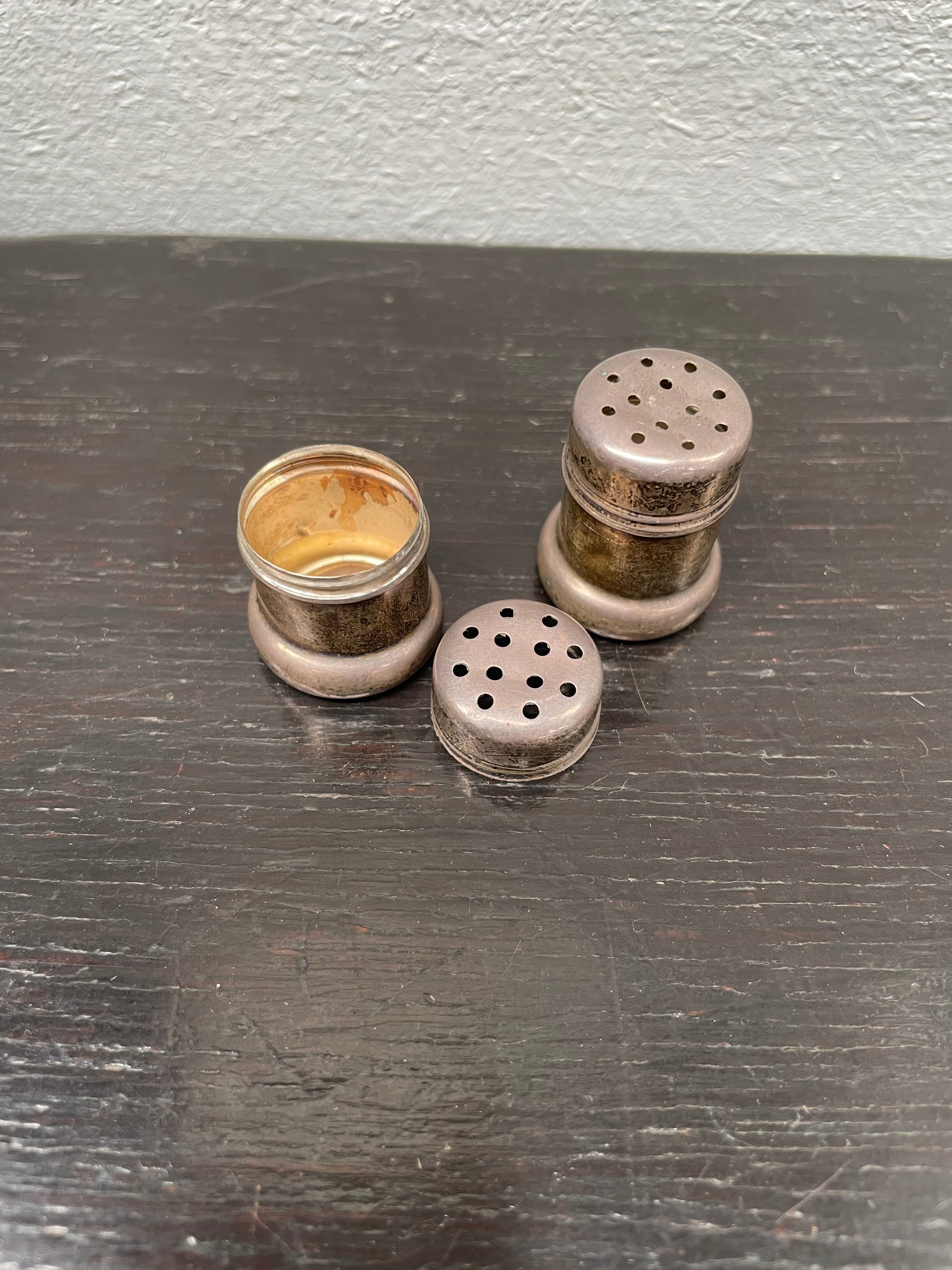 Pair Of Sterling Silver Salt & Pepper Miniature Shakers | Antique & Vintage | Moonee Ponds Antiques | Australia Wide Delivery