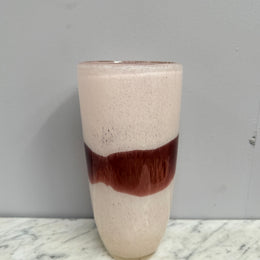 Vintage Pink / Brown Art Glass Vase