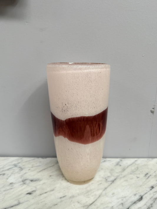 Vintage Pink / Brown Art Glass Vase