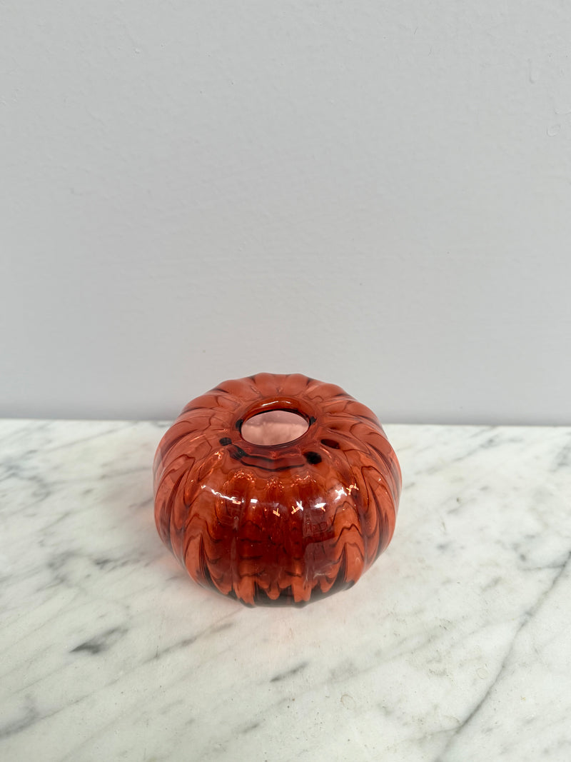Vintage Pumpkin Shaped Art Glass Vase