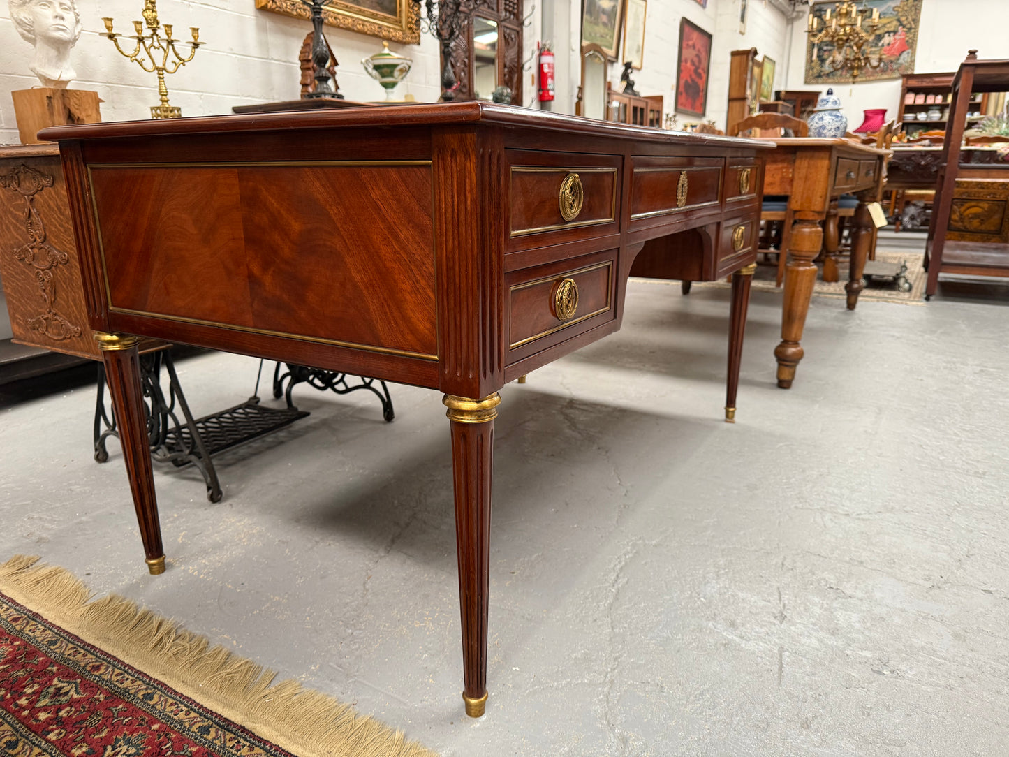 Quality Mahogany French Louis XVI Style Bureau Plat