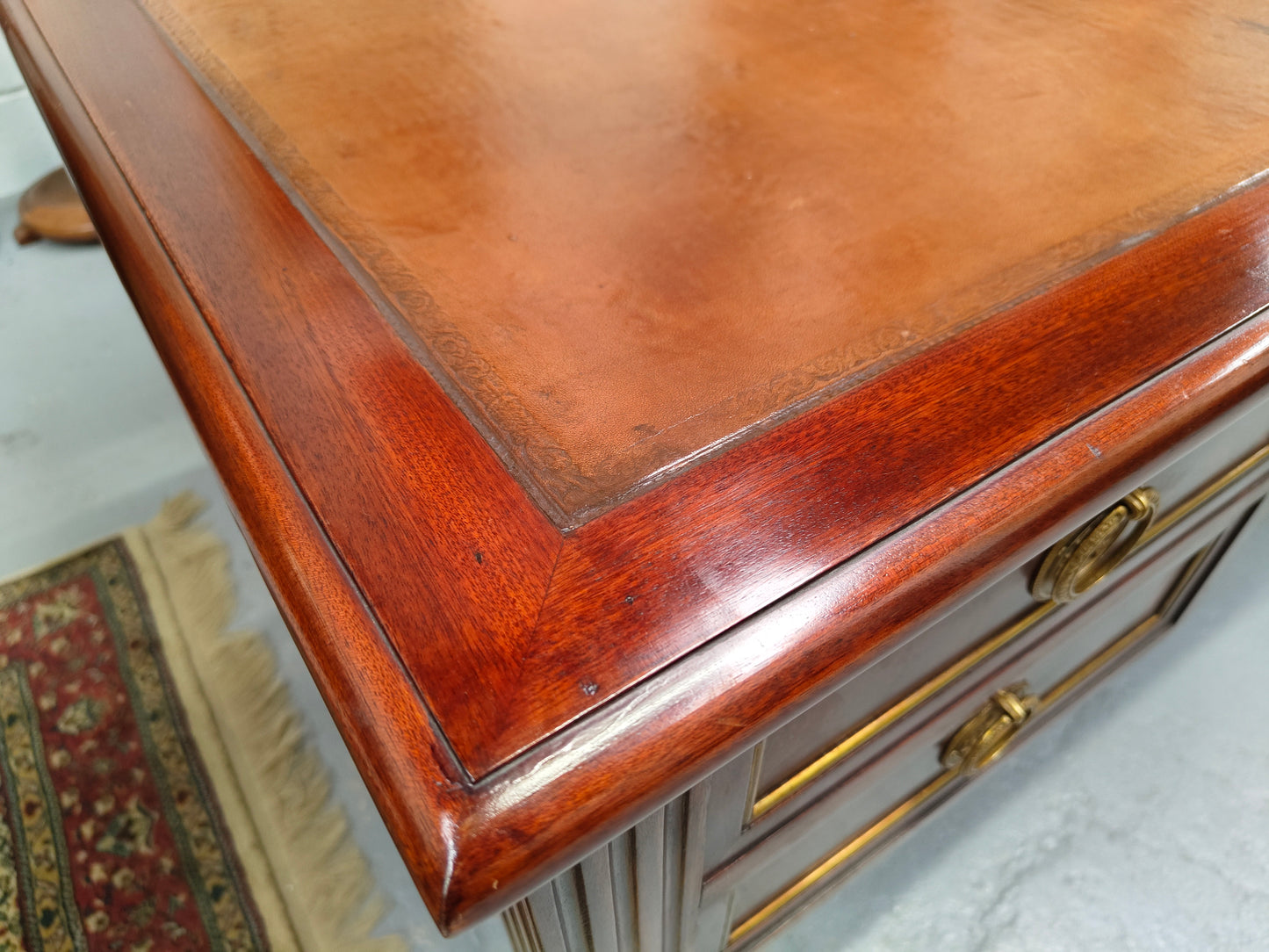 Quality Mahogany French Louis XVI Style Bureau Plat