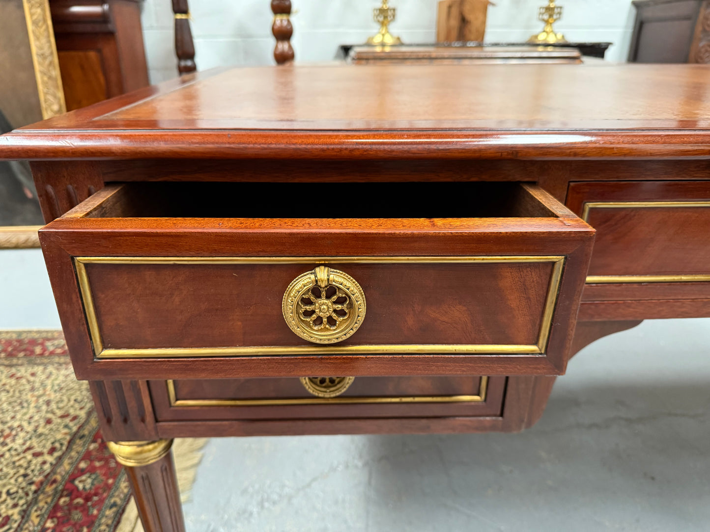 Quality Mahogany French Louis XVI Style Bureau Plat