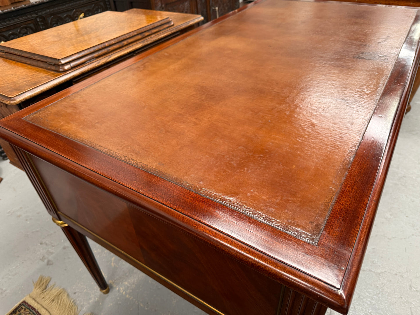 Quality Mahogany French Louis XVI Style Bureau Plat