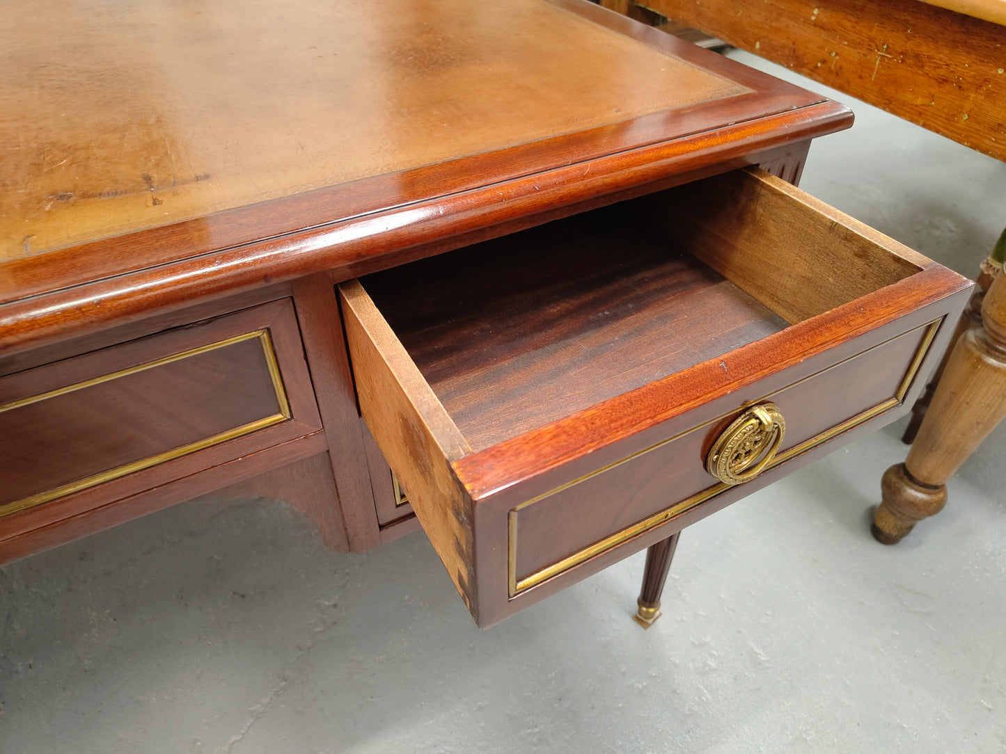 Quality Mahogany French Louis XVI Style Bureau Plat