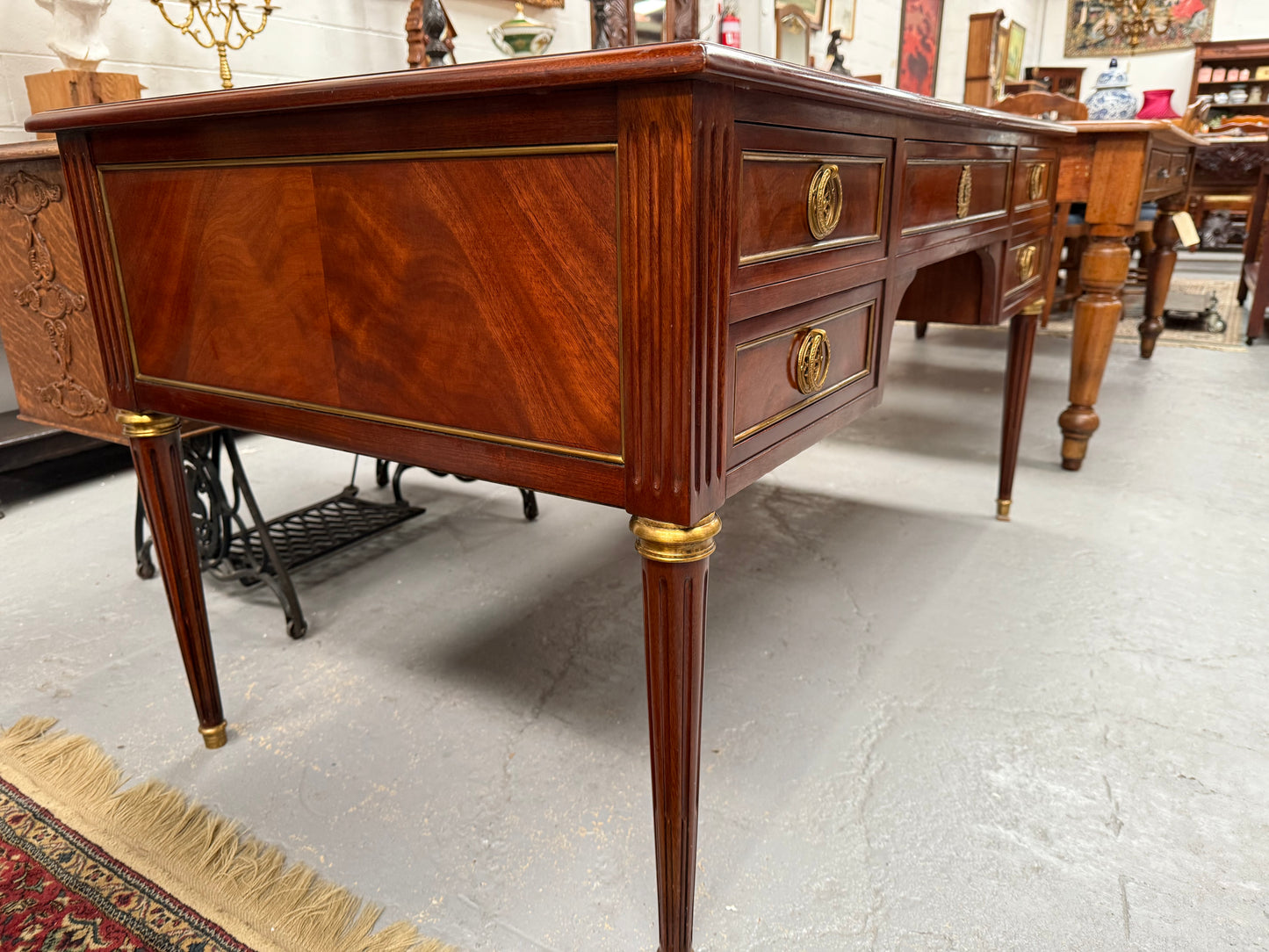 Quality Mahogany French Louis XVI Style Bureau Plat