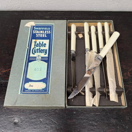 Set 6 Vintage Steak Knives In Original Box