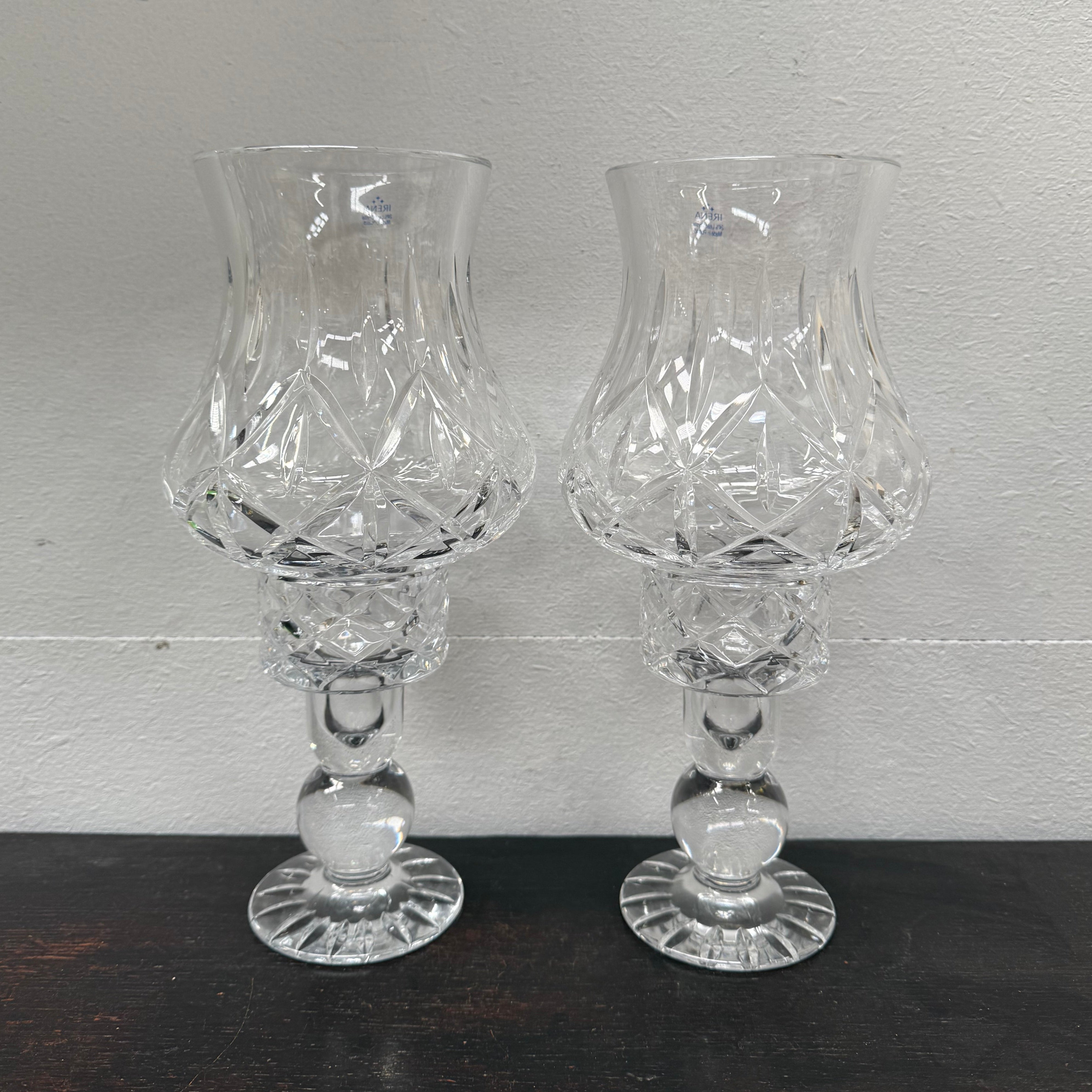 Stunning Pair Vintage Cut Crystal Candlestick Lamps | Antique & Vintage | Moonee Ponds Antiques | Australia Wide Delivery