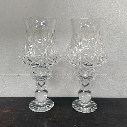 Stunning Pair Vintage Cut Crystal Candlestick Lamps