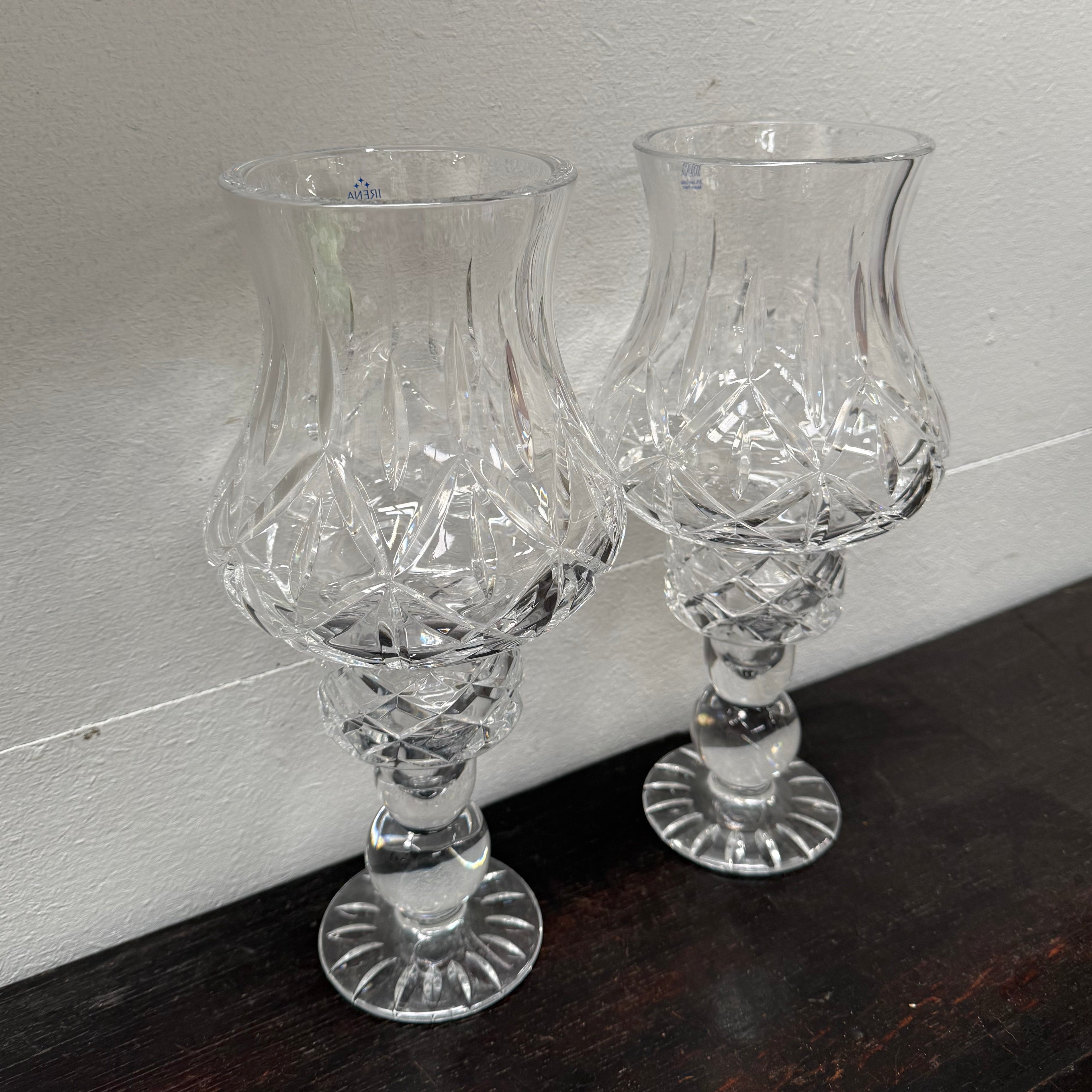 Stunning Pair Vintage Cut Crystal Candlestick Lamps | Antique & Vintage | Moonee Ponds Antiques | Australia Wide Delivery