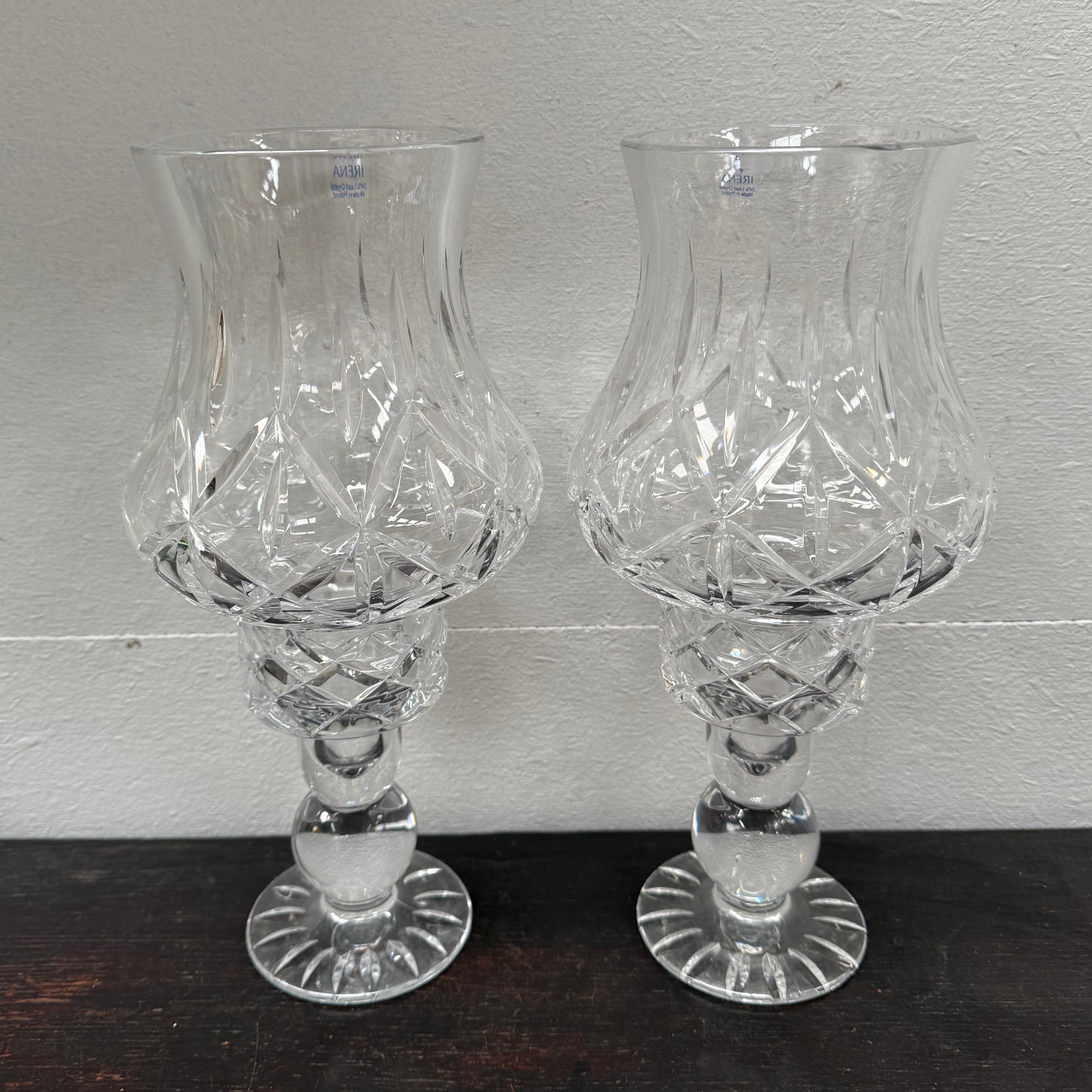 Stunning Pair Vintage Cut Crystal Candlestick Lamps | Antique & Vintage | Moonee Ponds Antiques | Australia Wide Delivery