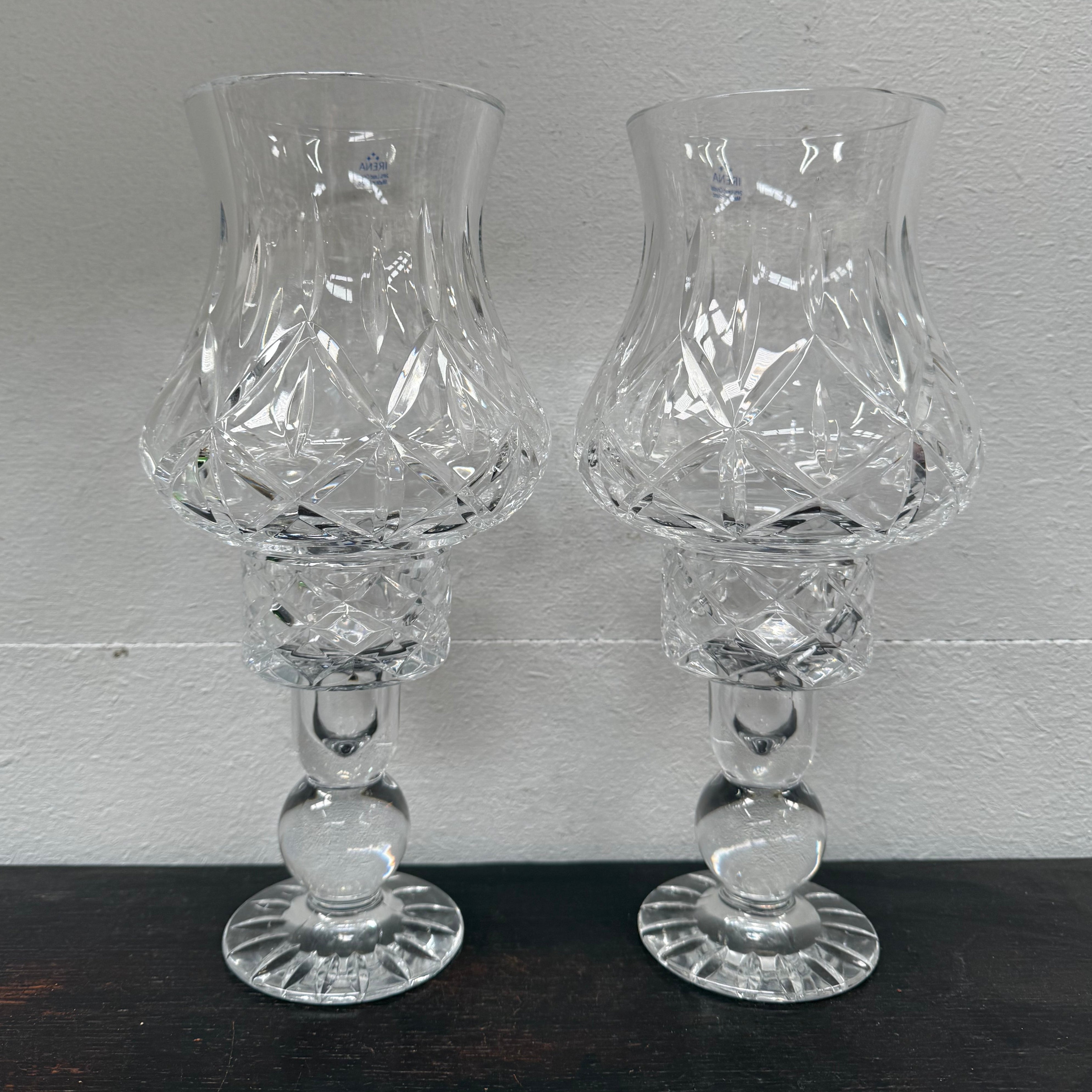 Stunning Pair Vintage Cut Crystal Candlestick Lamps | Antique & Vintage | Moonee Ponds Antiques | Australia Wide Delivery