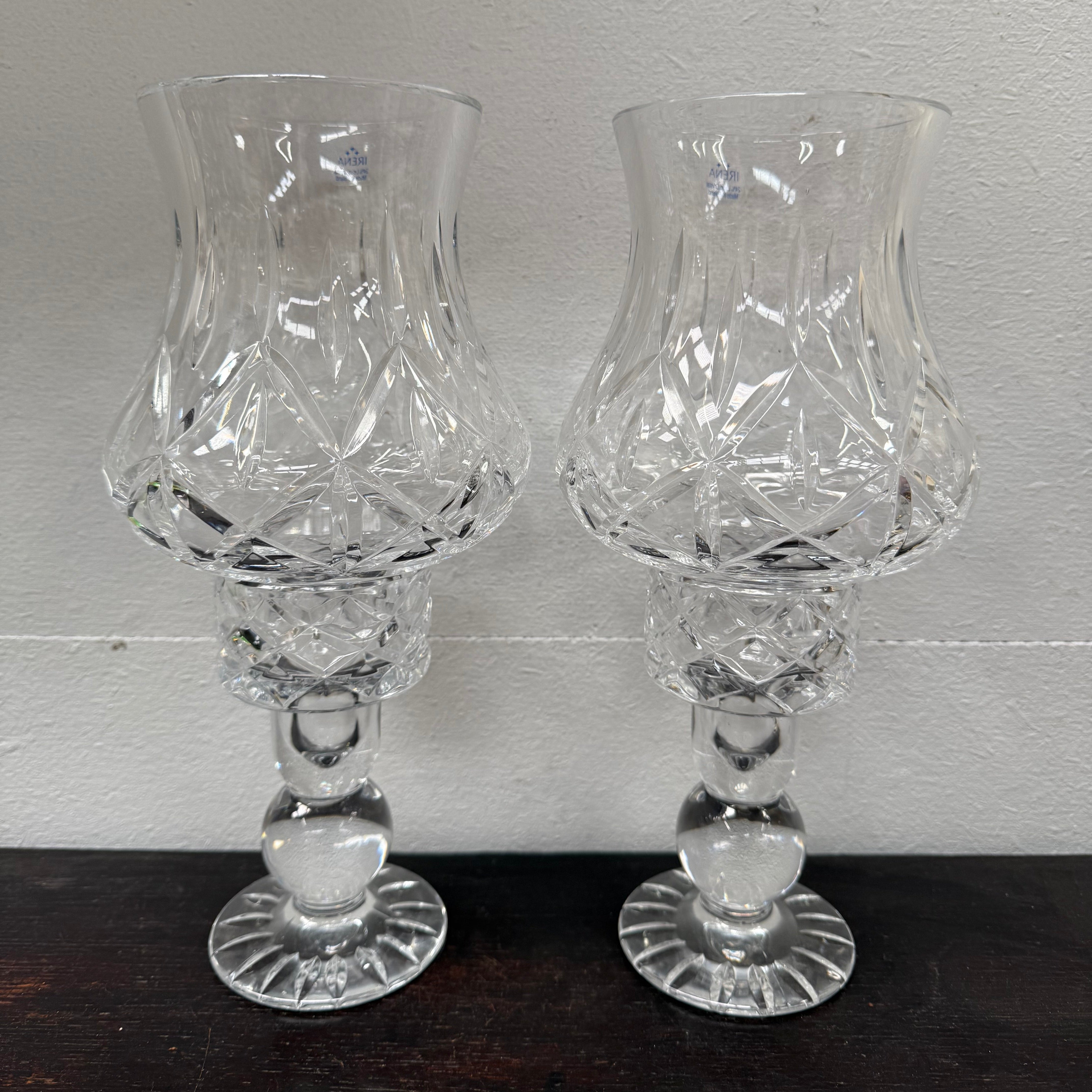 Stunning Pair Vintage Cut Crystal Candlestick Lamps | Antique & Vintage | Moonee Ponds Antiques | Australia Wide Delivery