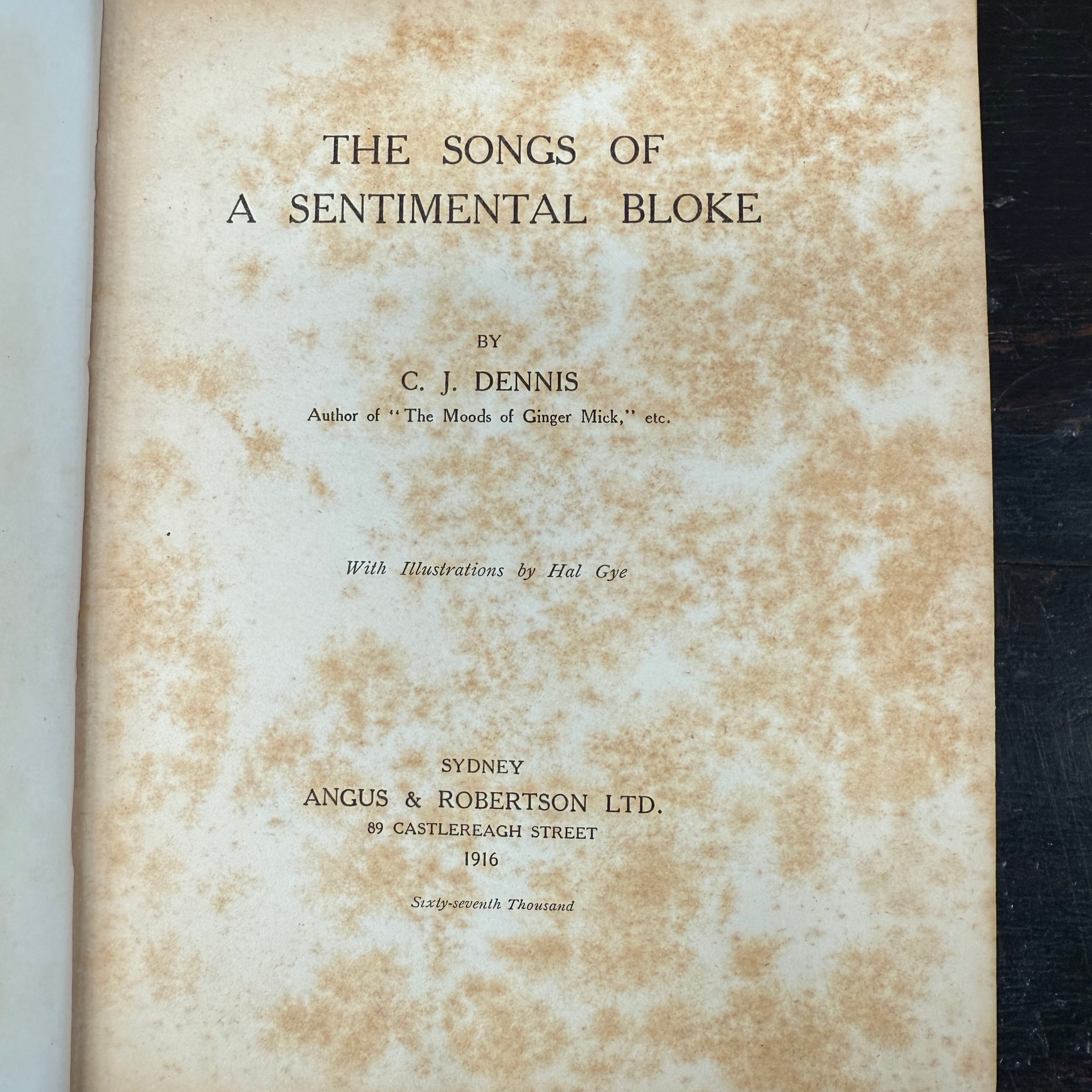 'The Sentimental Bloke' by C.J. Dennis Book 1st Edition | Antique & Vintage | Moonee Ponds Antiques | Australia Wide Delivery