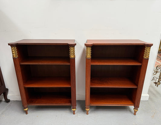 Very Attractive Pair Vintage Louis XVI Diminutive Mahogany Bookshelves