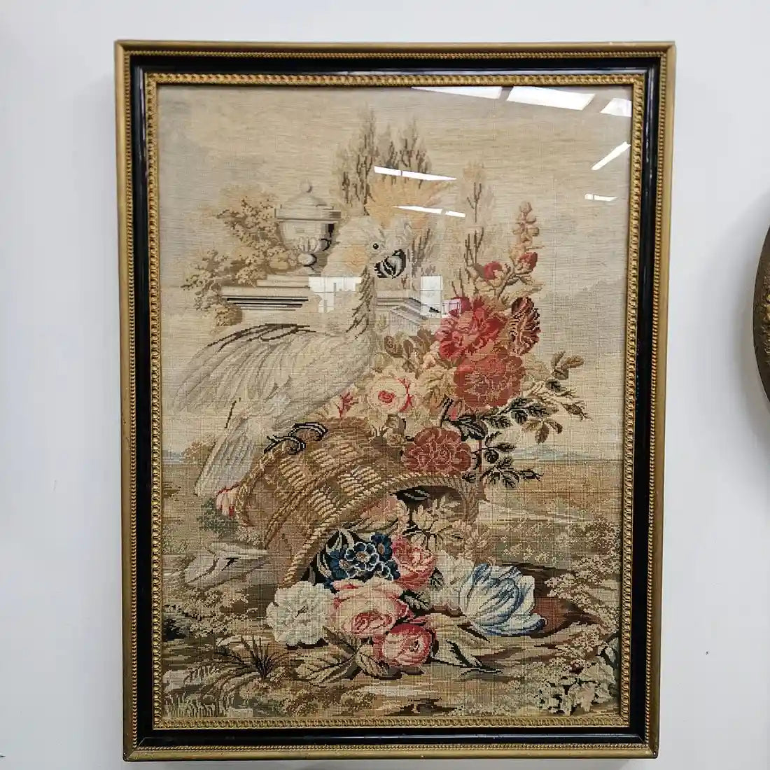 Victorian Tapestry in Glass and Gilt Wooden Frame | Antique & Vintage | Moonee Ponds Antiques | Australia Wide