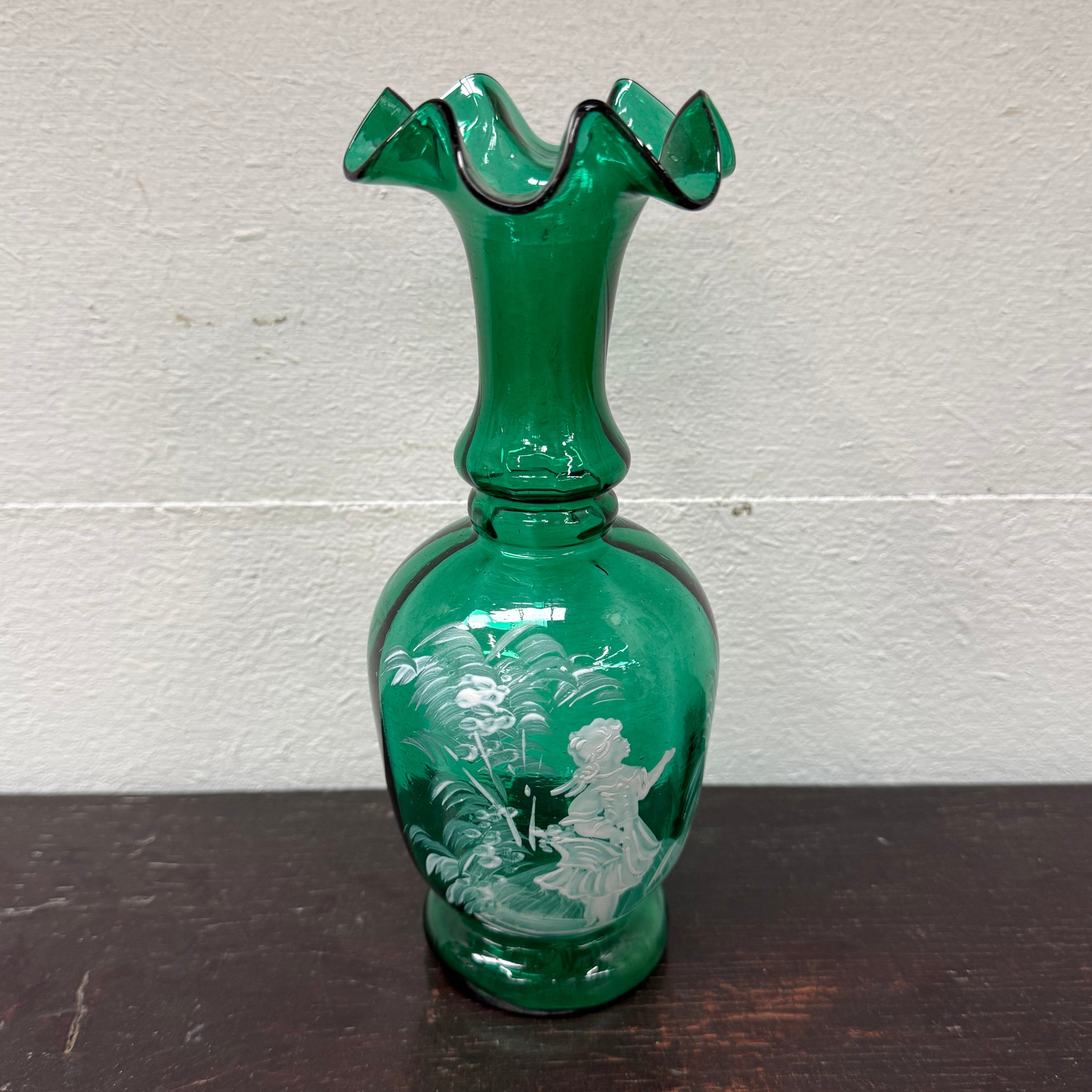 Victorian Mary Gregory Hand Painted Vase | Antique & Vintage | Moonee Ponds Antiques | Australia Wide Delivery