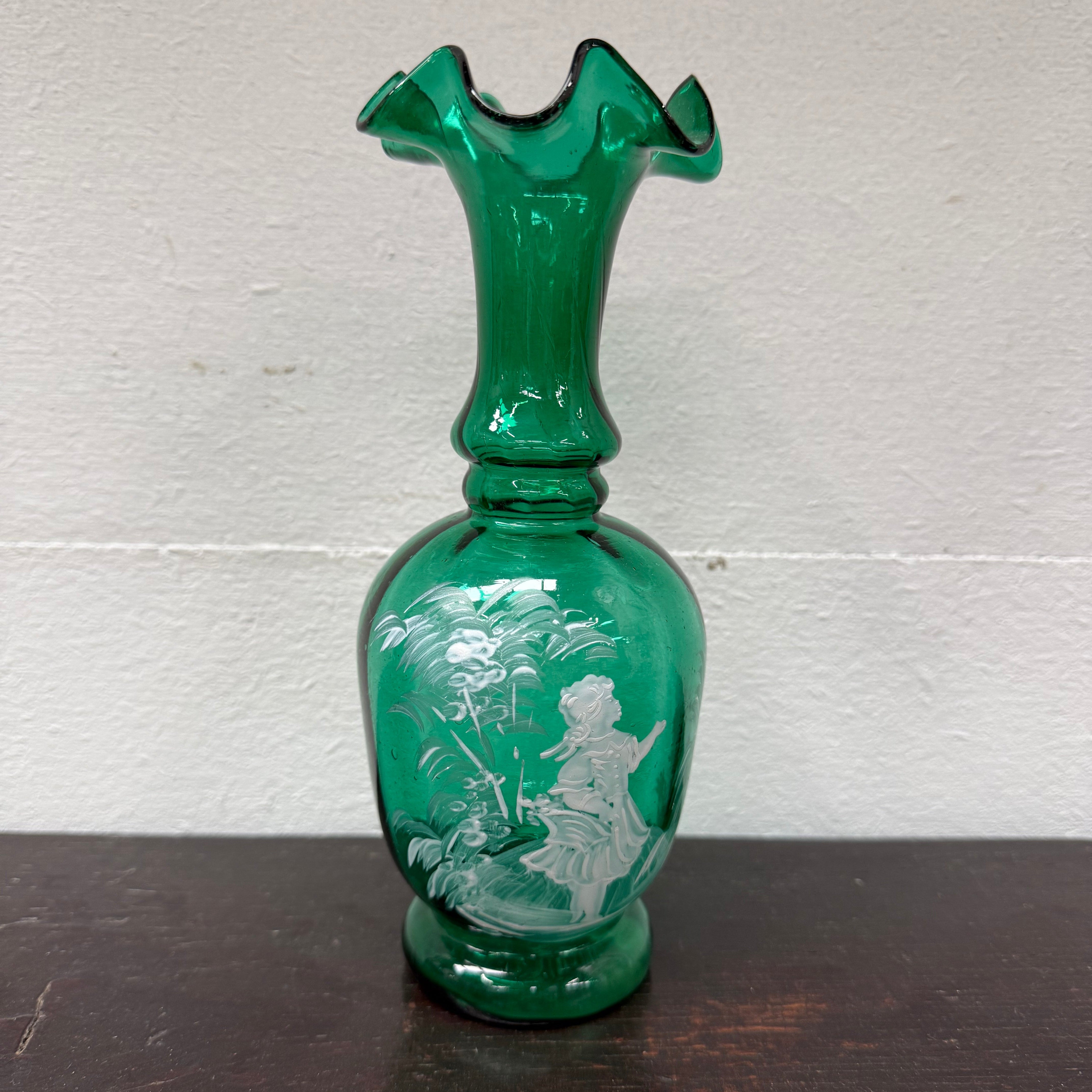 Victorian Mary Gregory Hand Painted Vase | Antique & Vintage | Moonee Ponds Antiques | Australia Wide Delivery